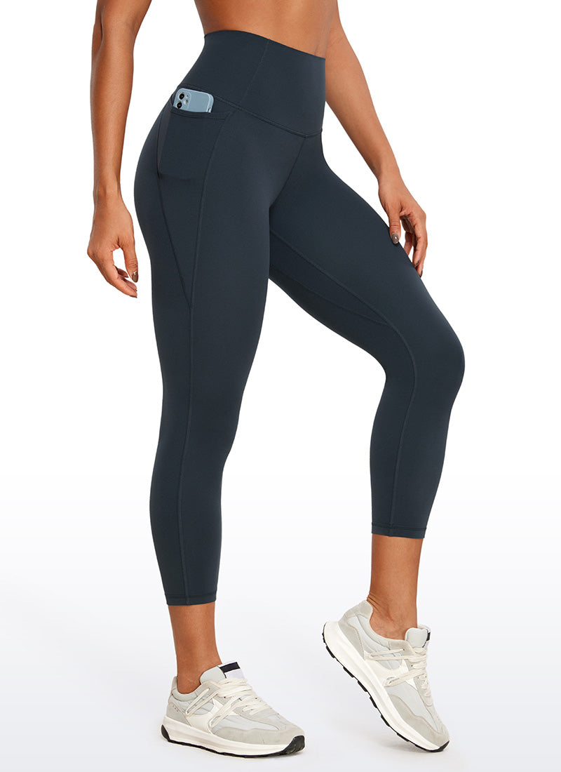 CRZ YOGA Damen Butterluxe High Waist Sport Leggings mit Taschen - 58cm Echte Marine
