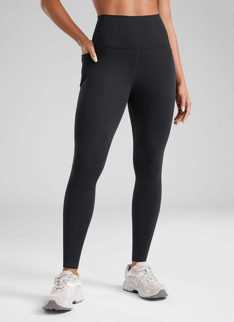 CRZ YOGA Damen Butterluxe High Waist Sport Leggings mit Taschen - 71cm Schwarz