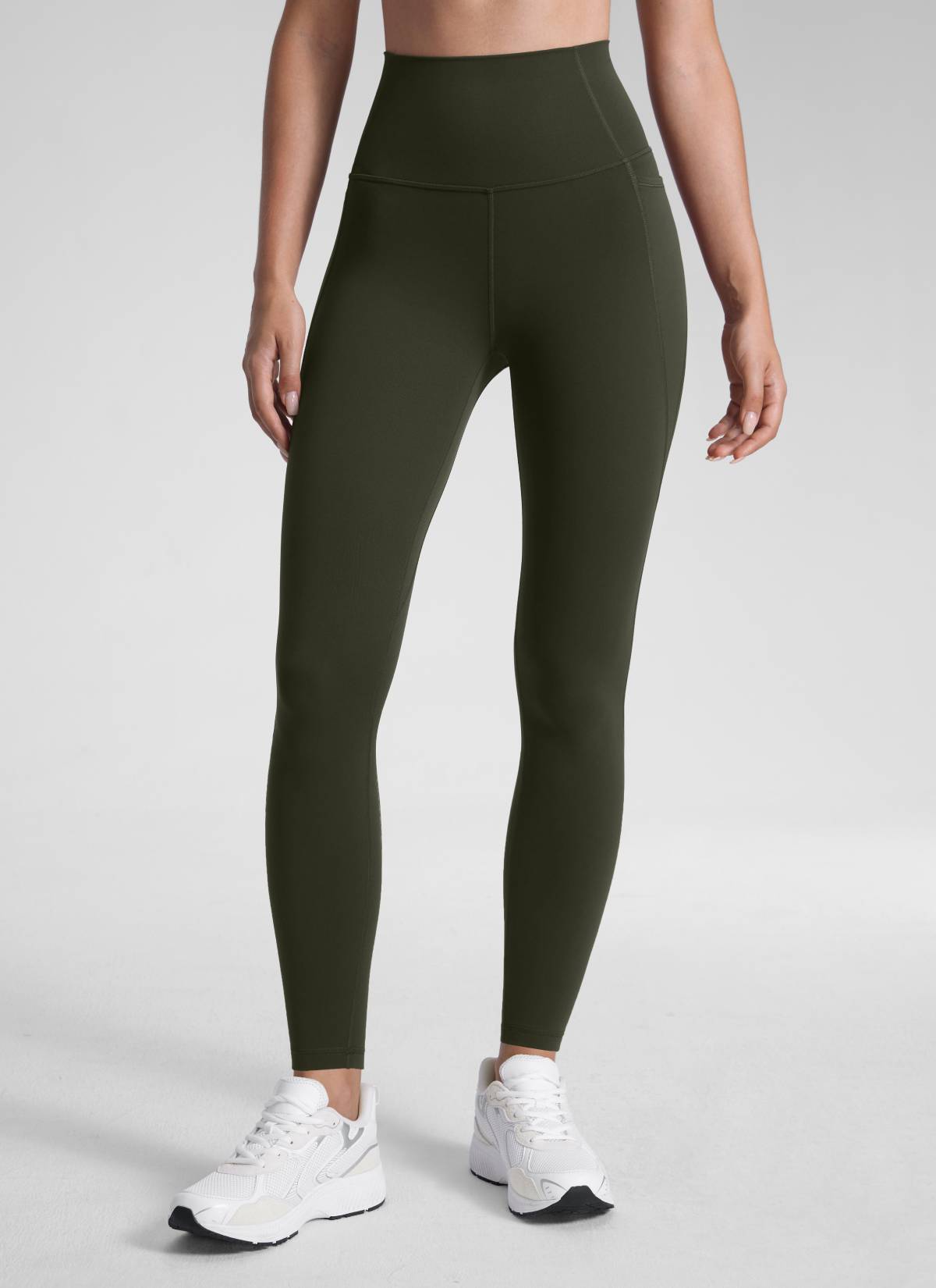 CRZ YOGA Damen Butterluxe High Waist Sport Leggings mit Taschen - 71cm Olivgrün