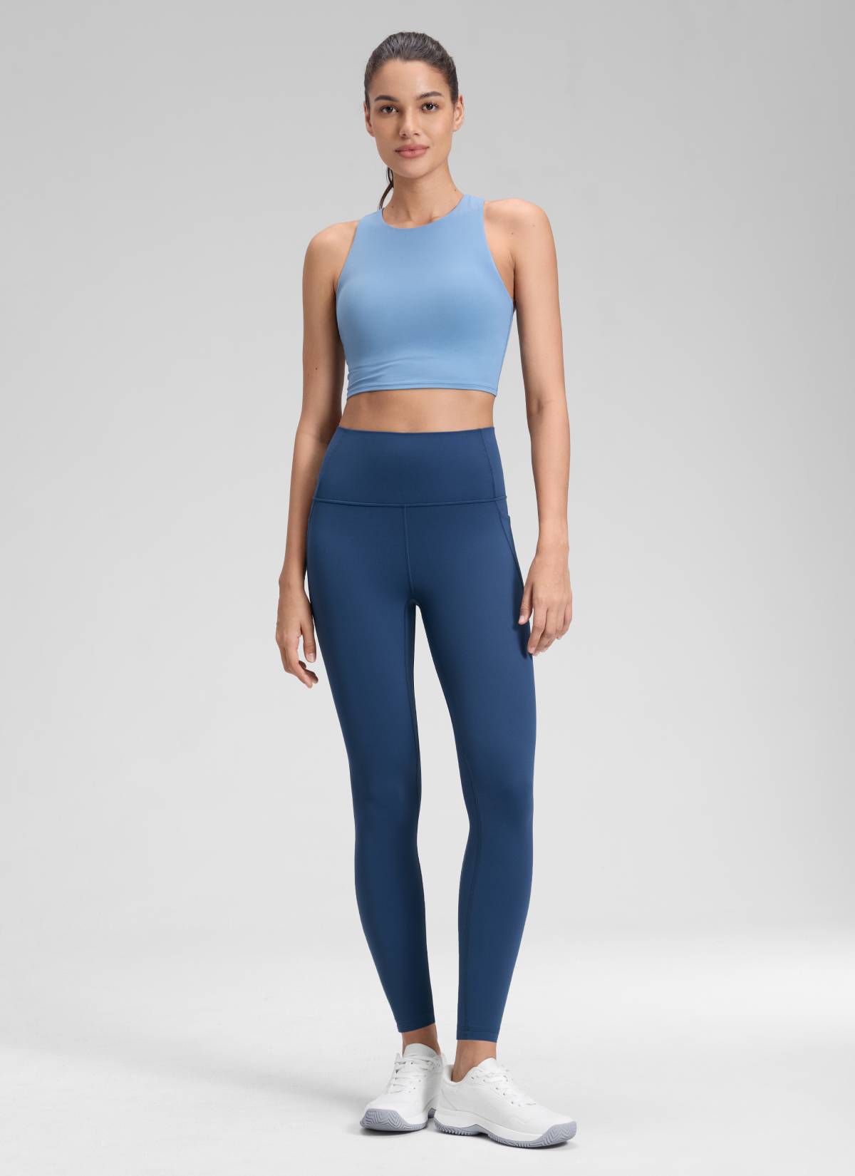 CRZ YOGA Damen Butterluxe High Waist Sport Leggings mit Taschen - 71cm FRANZÖSISCHE MARINE