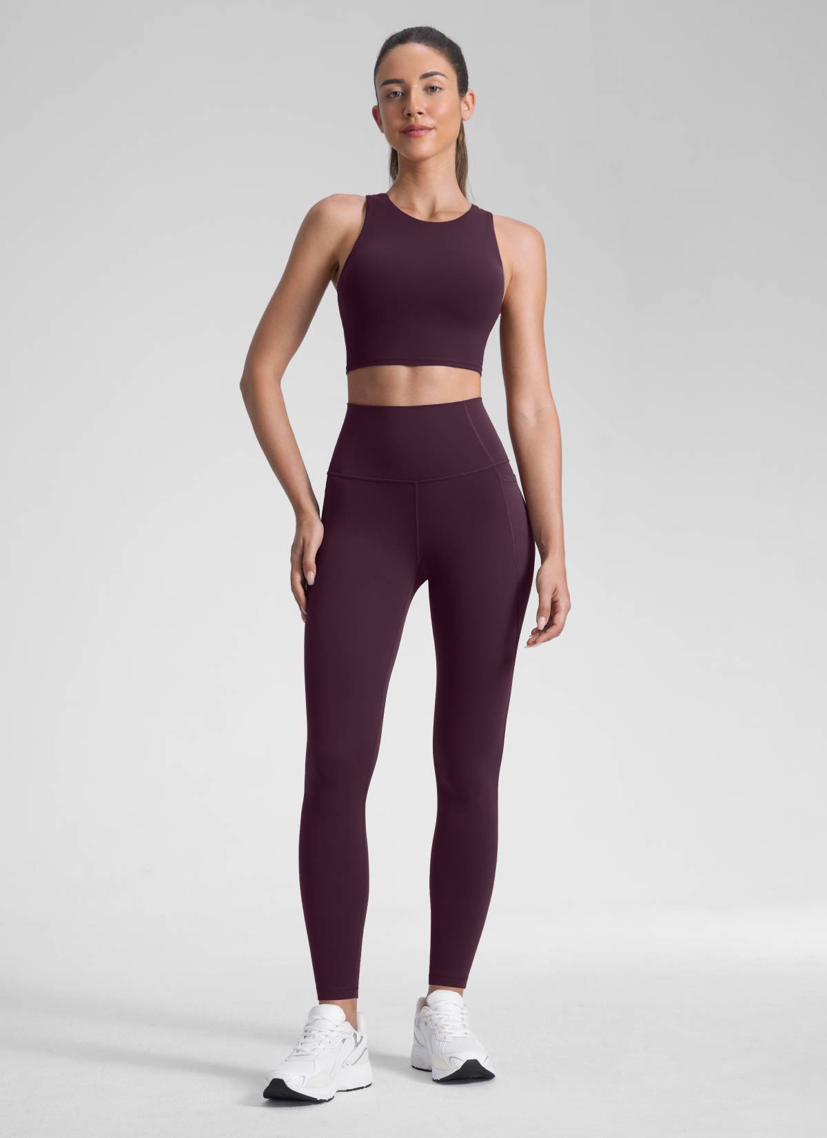 CRZ YOGA Damen Butterluxe High Waist Sport Leggings mit Taschen - 71cm Dunkellila