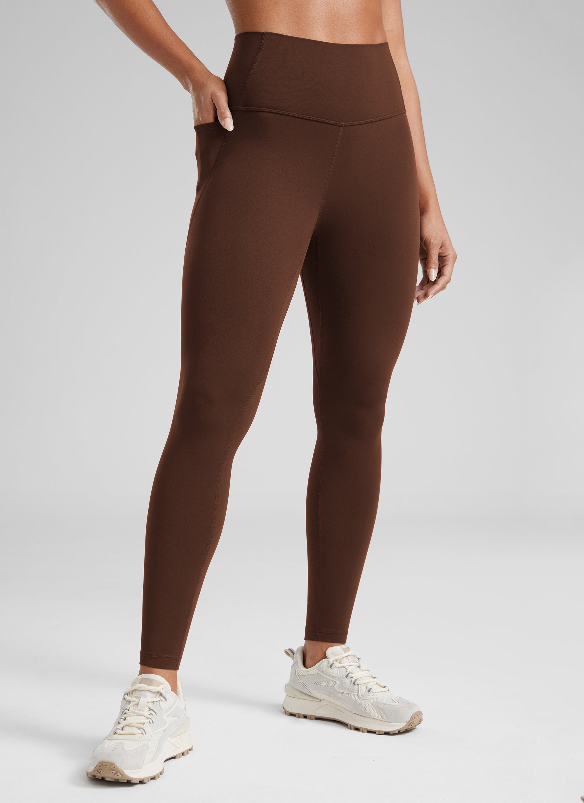 CRZ YOGA Damen Butterluxe High Waist Sport Leggings mit Taschen - 71cm Lava Braun