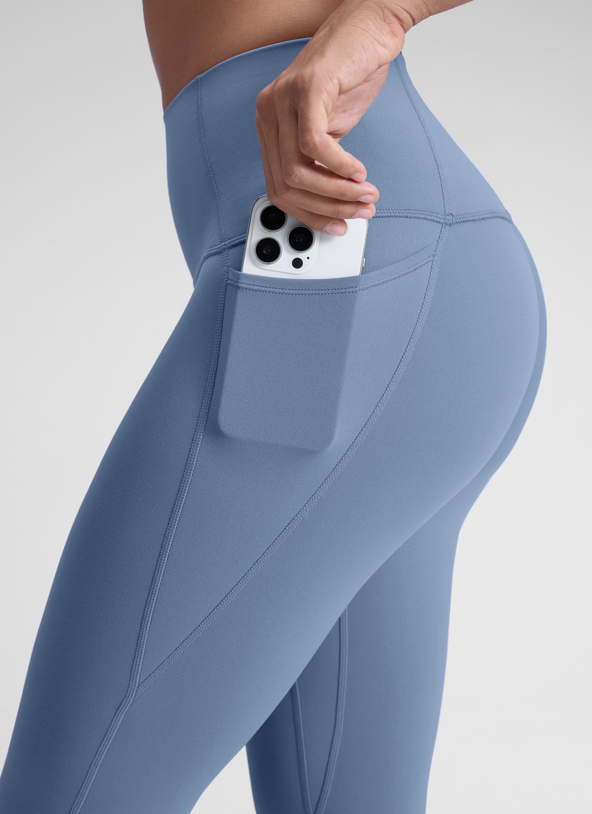 CRZ YOGA Damen Butterluxe High Waist Sport Leggings mit Taschen - 71cm Gewaschener Denim