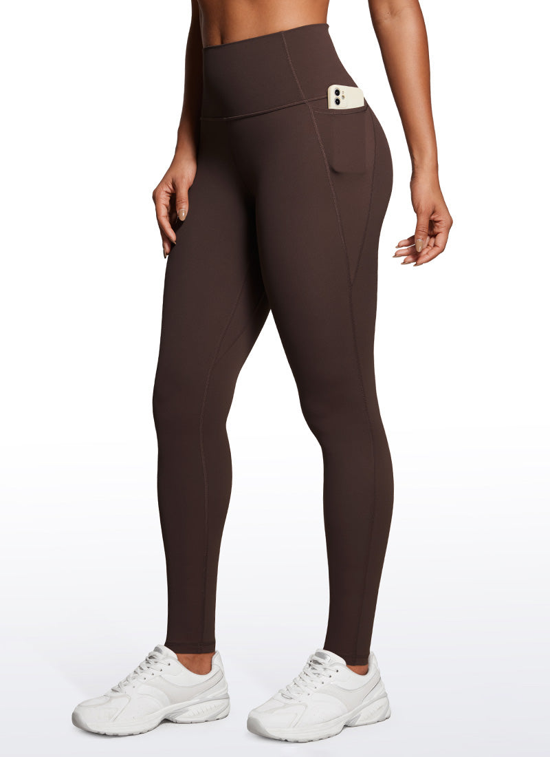 CRZ YOGA Butterluxe Damen High Waist Sport Leggings mit Taschen - 76cm Heißes Fudge-Brown