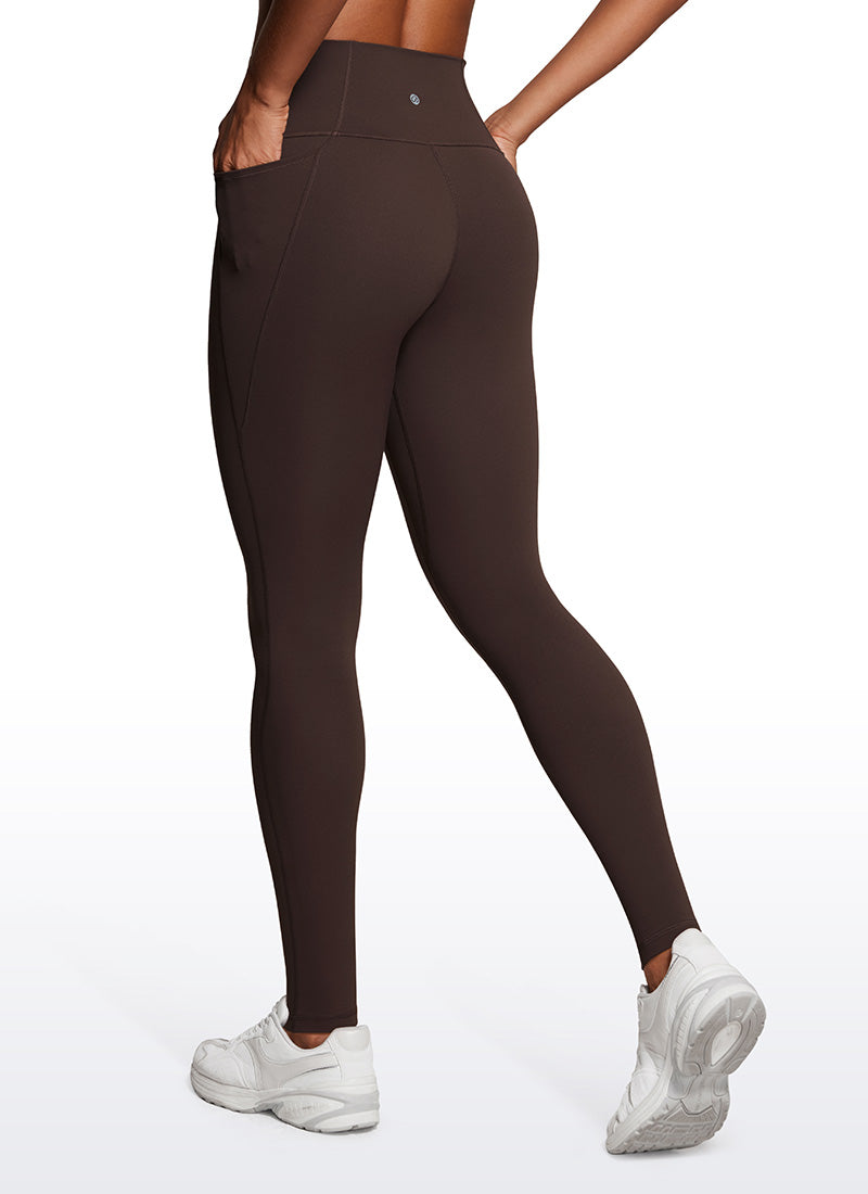 CRZ YOGA Butterluxe Damen High Waist Sport Leggings mit Taschen - 76cm Heißes Fudge-Brown