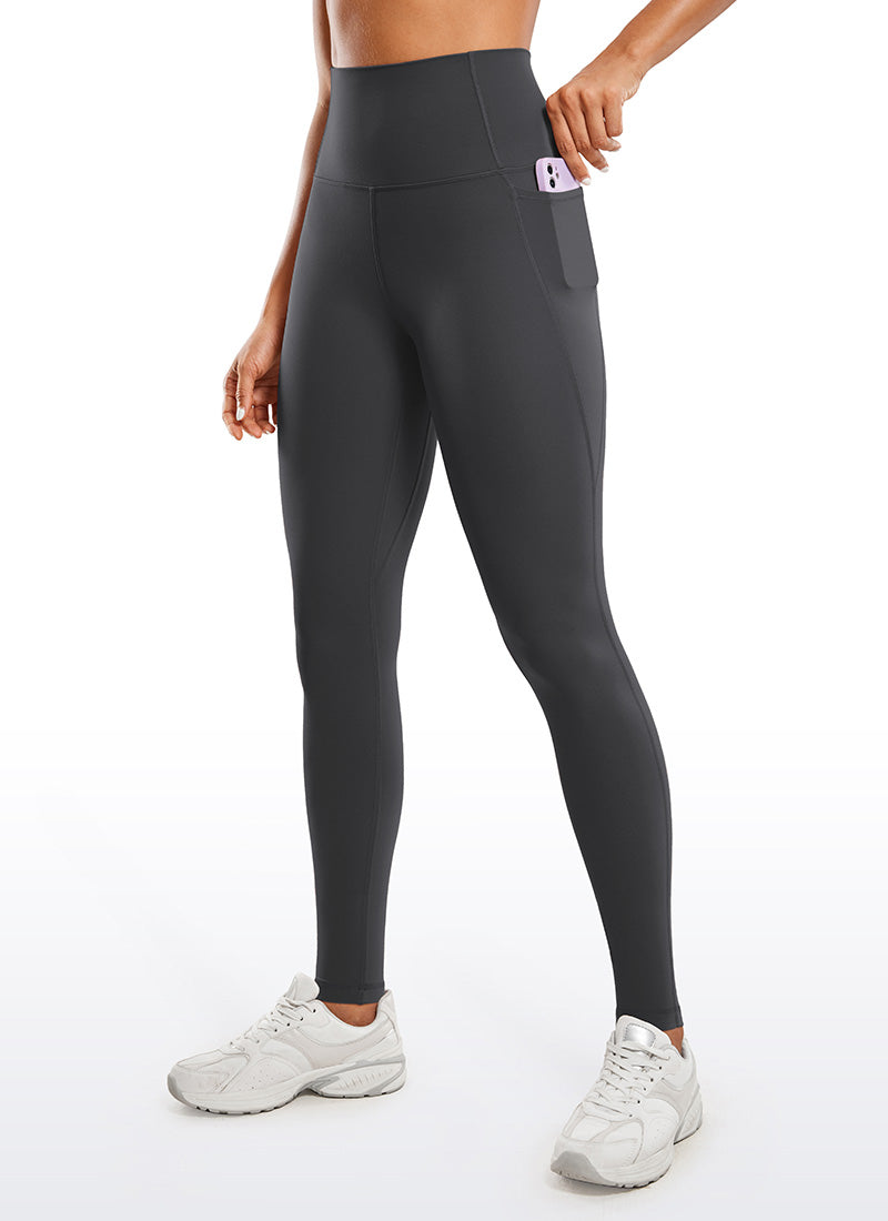 CRZ YOGA Butterluxe Damen High Waist Sport Leggings mit Taschen - 76cm Mysteriöses Grau