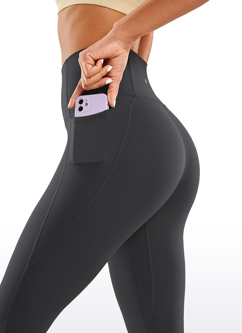 CRZ YOGA Butterluxe Damen High Waist Sport Leggings mit Taschen - 76cm Mysteriöses Grau