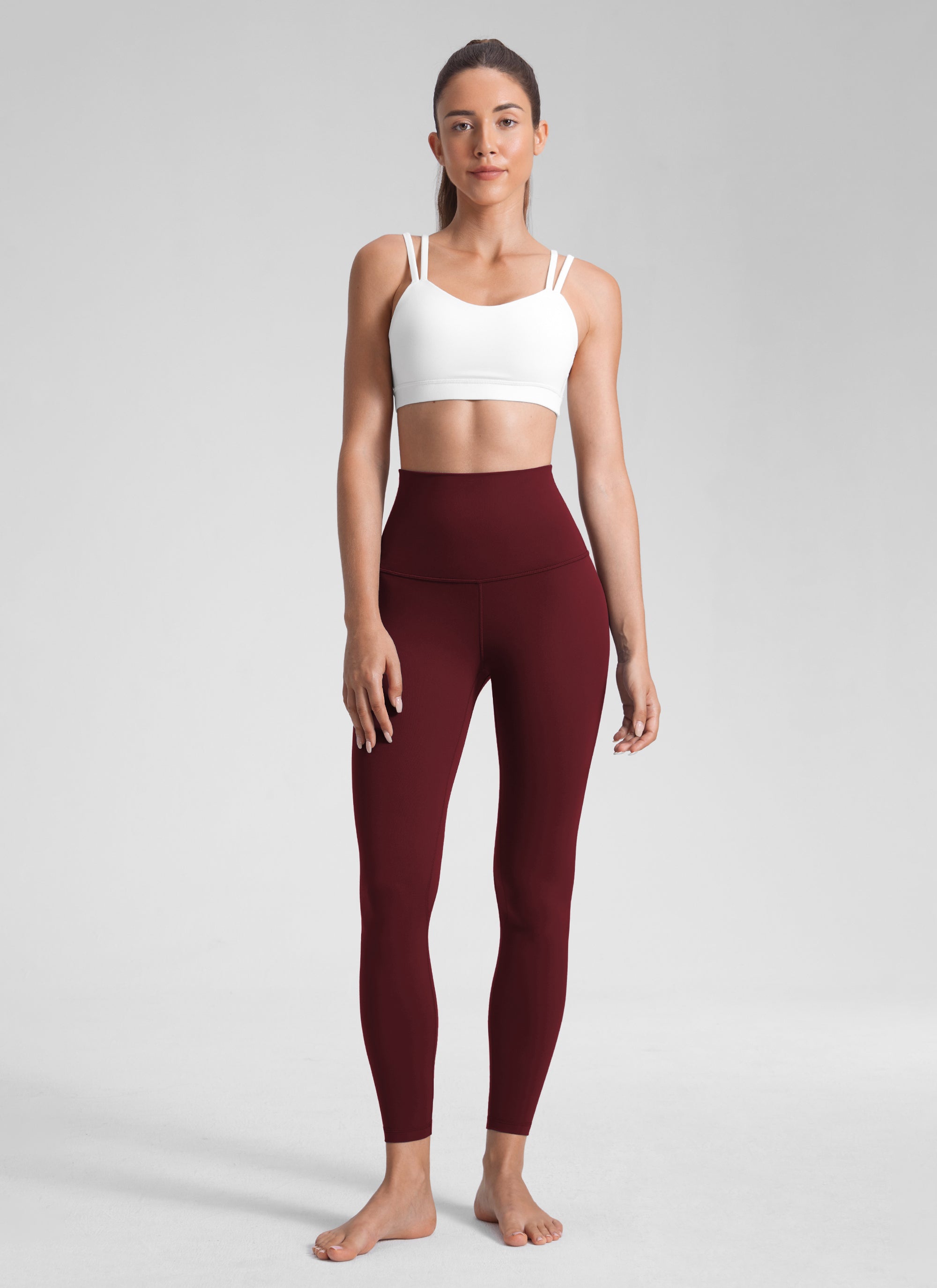 CRZ YOGA Damen Butterluxe Yoga Leggings Super High Waist - 64cm Roter Merlot
