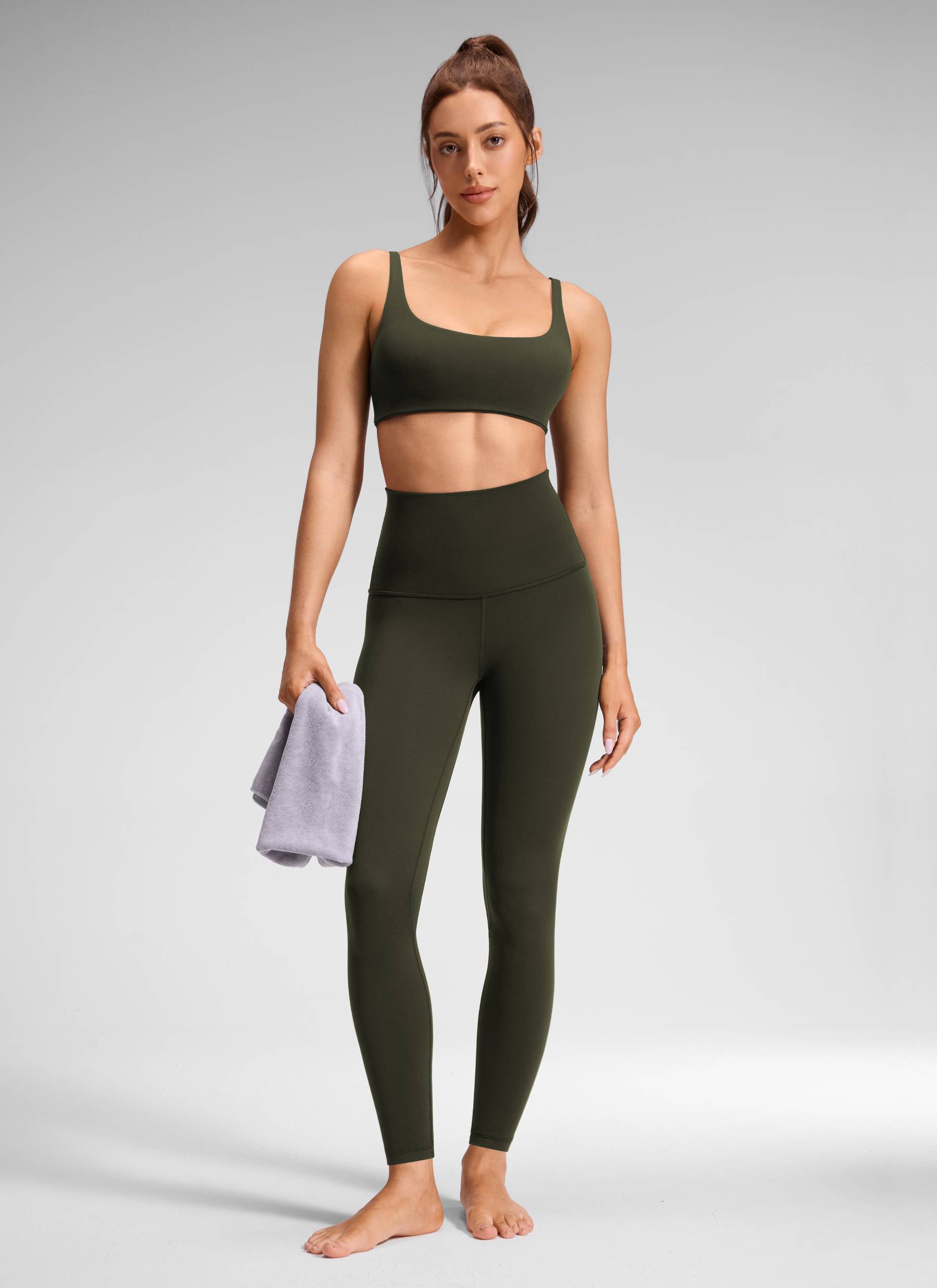 CRZ YOGA Damen Butterluxe Yoga Leggings Super High Waist - 71cm Olivgrün