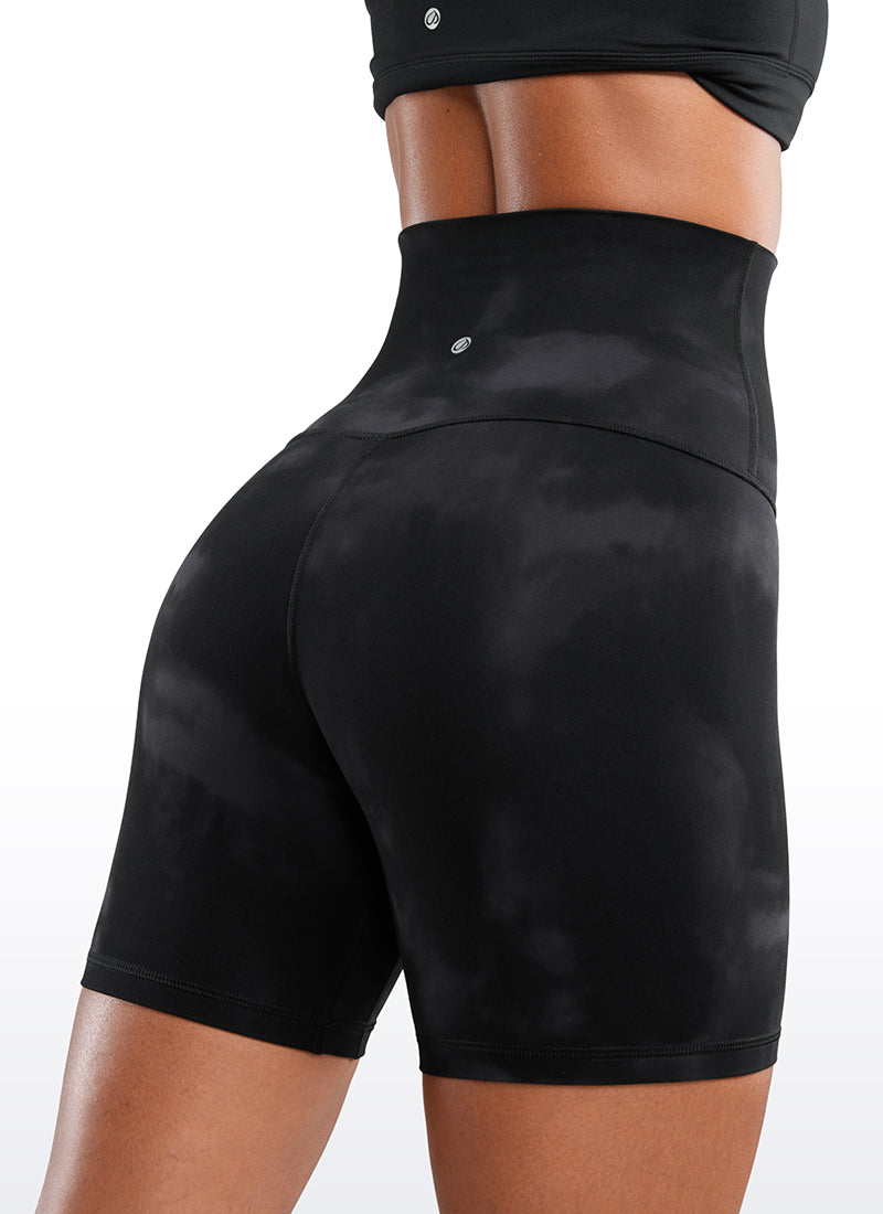 CRZ YOGA Damen Butterluxe Super High Waisted Radlerhose - 15cm Schwarze Tie-Dye-Blumen