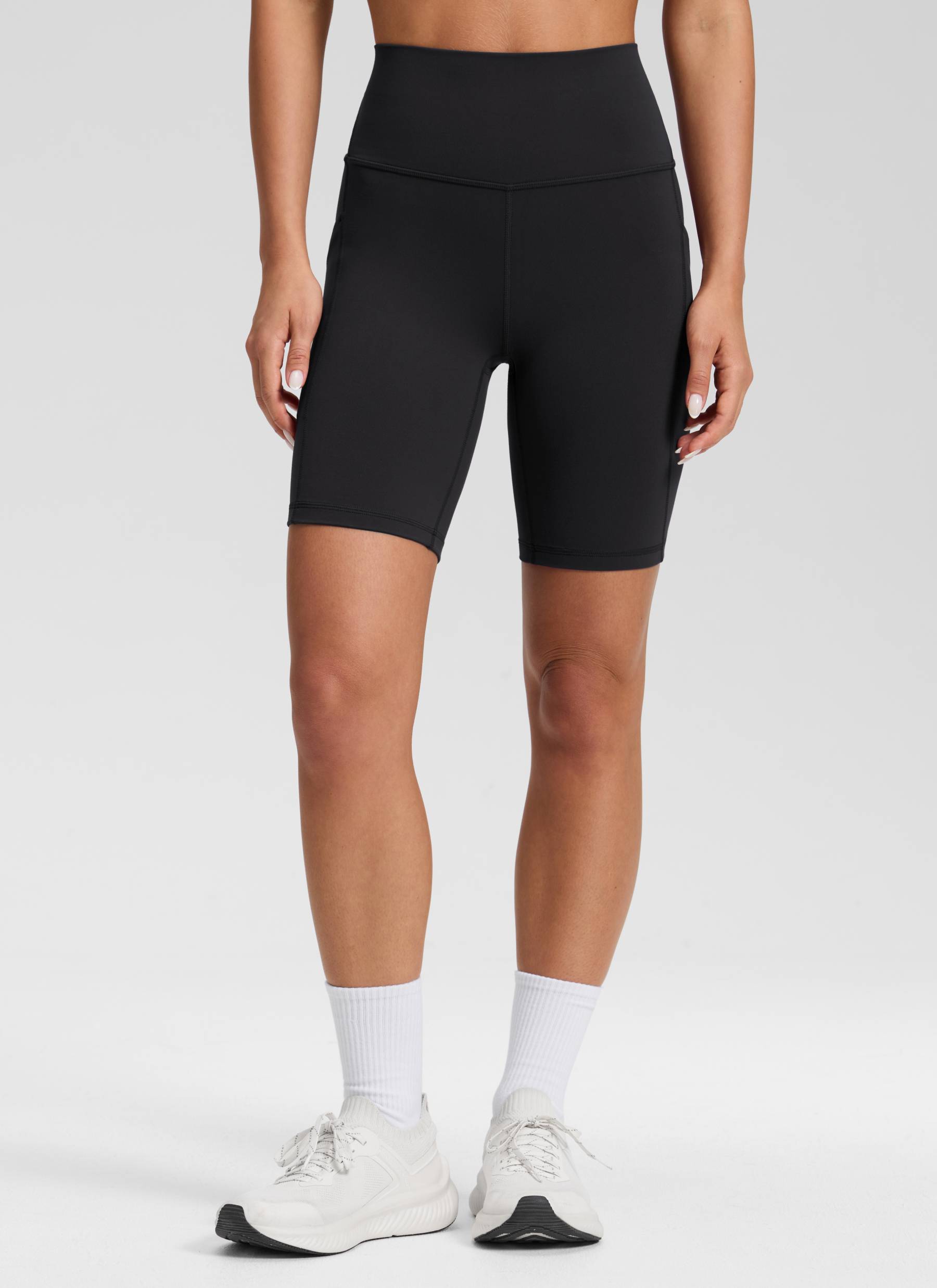CRZ YOGA Damen Butterluxe High Waist Radlerhose mit Tasche - 20cm Schwarz