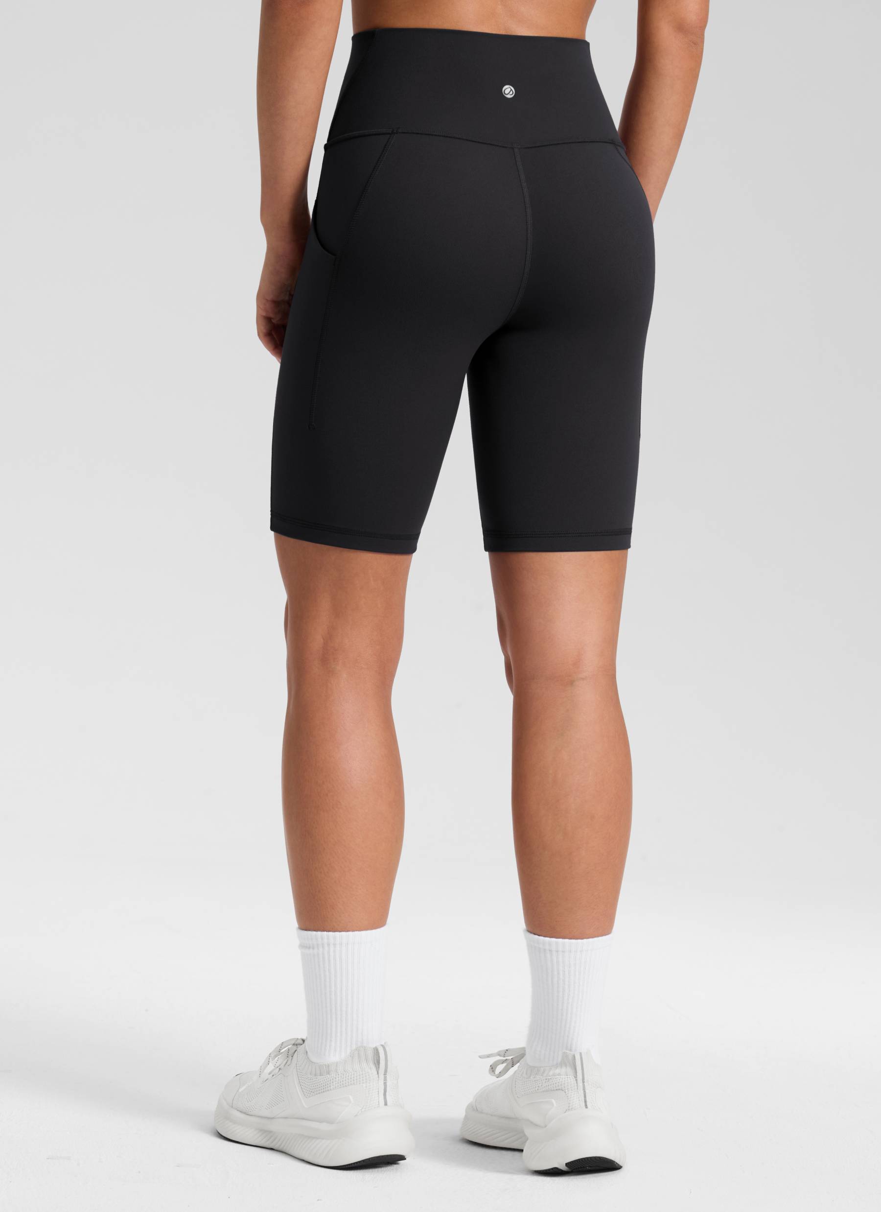 CRZ YOGA Damen Butterluxe High Waist Radlerhose mit Tasche - 20cm Schwarz