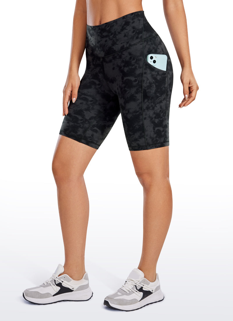CRZ YOGA Damen Butterluxe High Waist Radlerhose mit Tasche - 20cm Der Rauchtintennebel