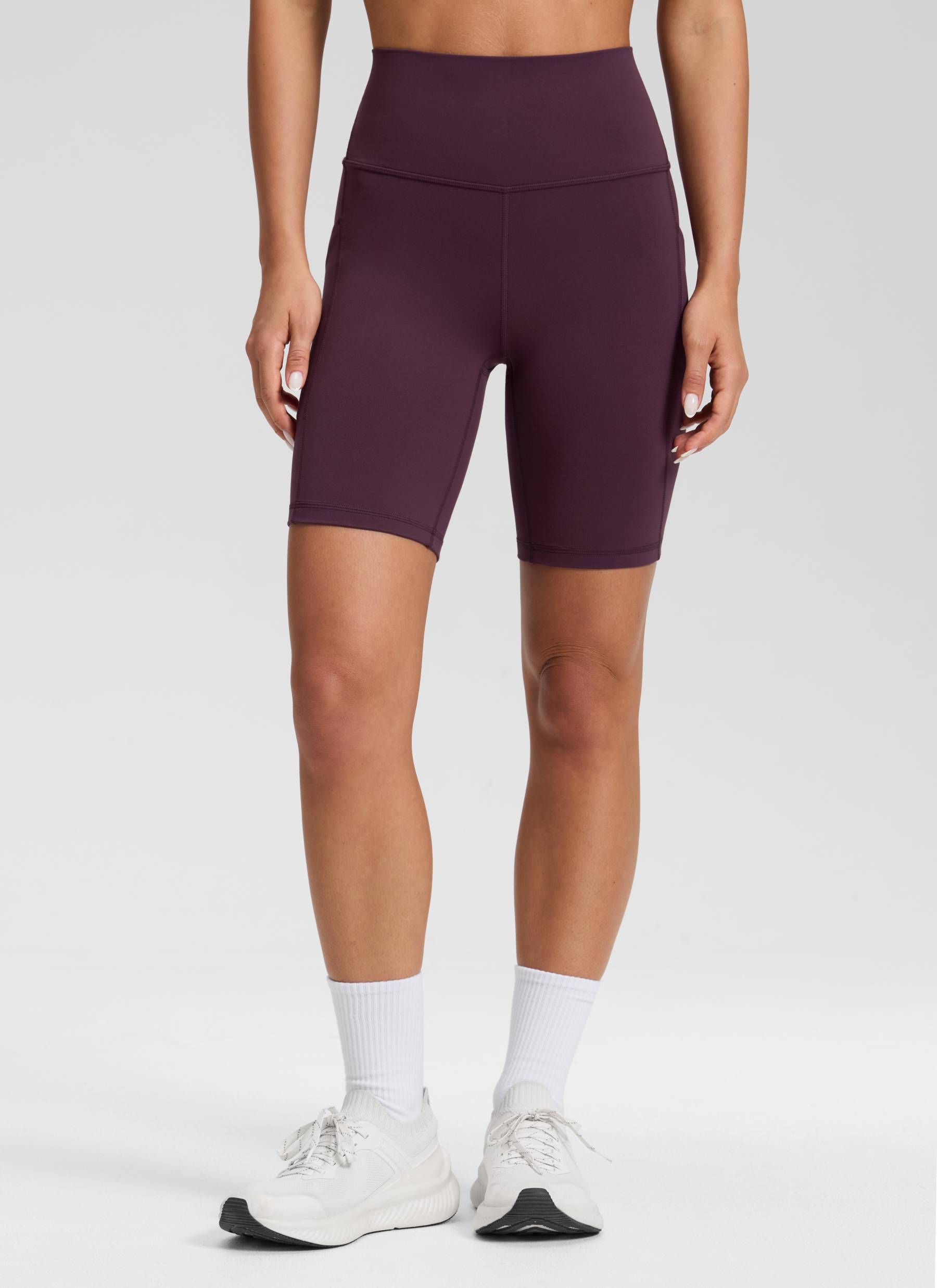 CRZ YOGA Damen Butterluxe High Waist Radlerhose mit Tasche - 20cm Dunkellila