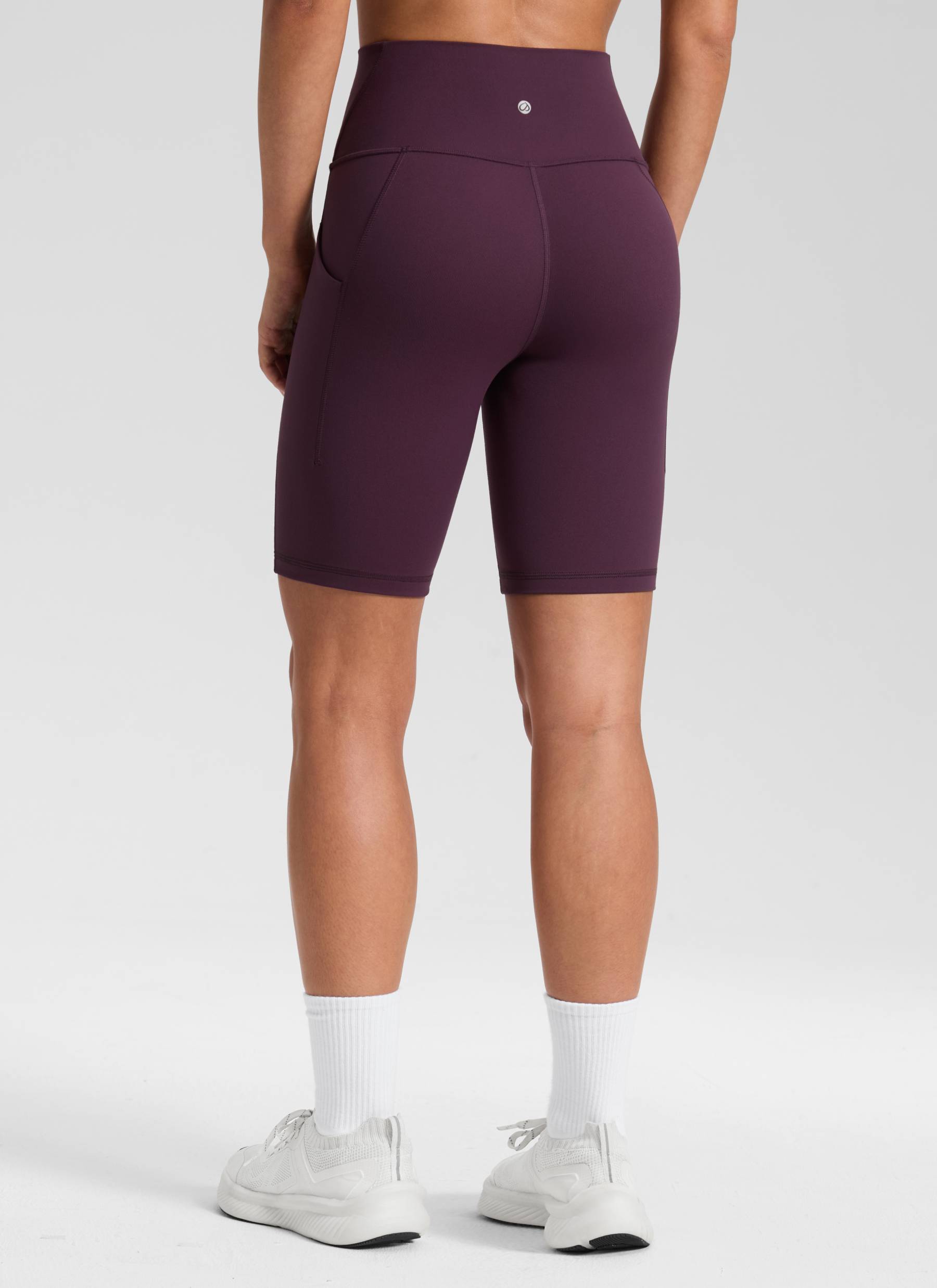 CRZ YOGA Damen Butterluxe High Waist Radlerhose mit Tasche - 20cm Dunkellila
