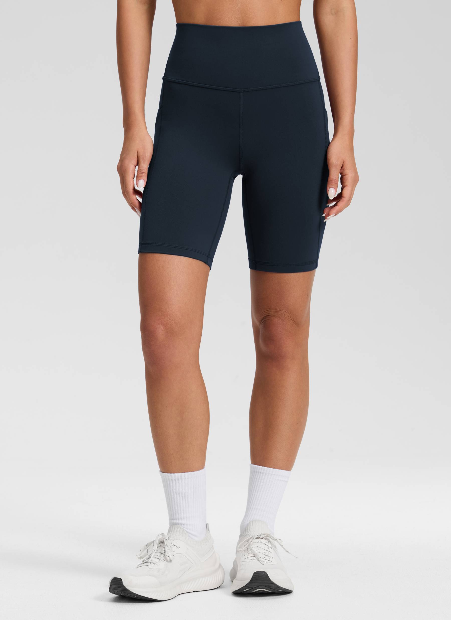 CRZ YOGA Damen Butterluxe High Waist Radlerhose mit Tasche - 20cm Echte Marine