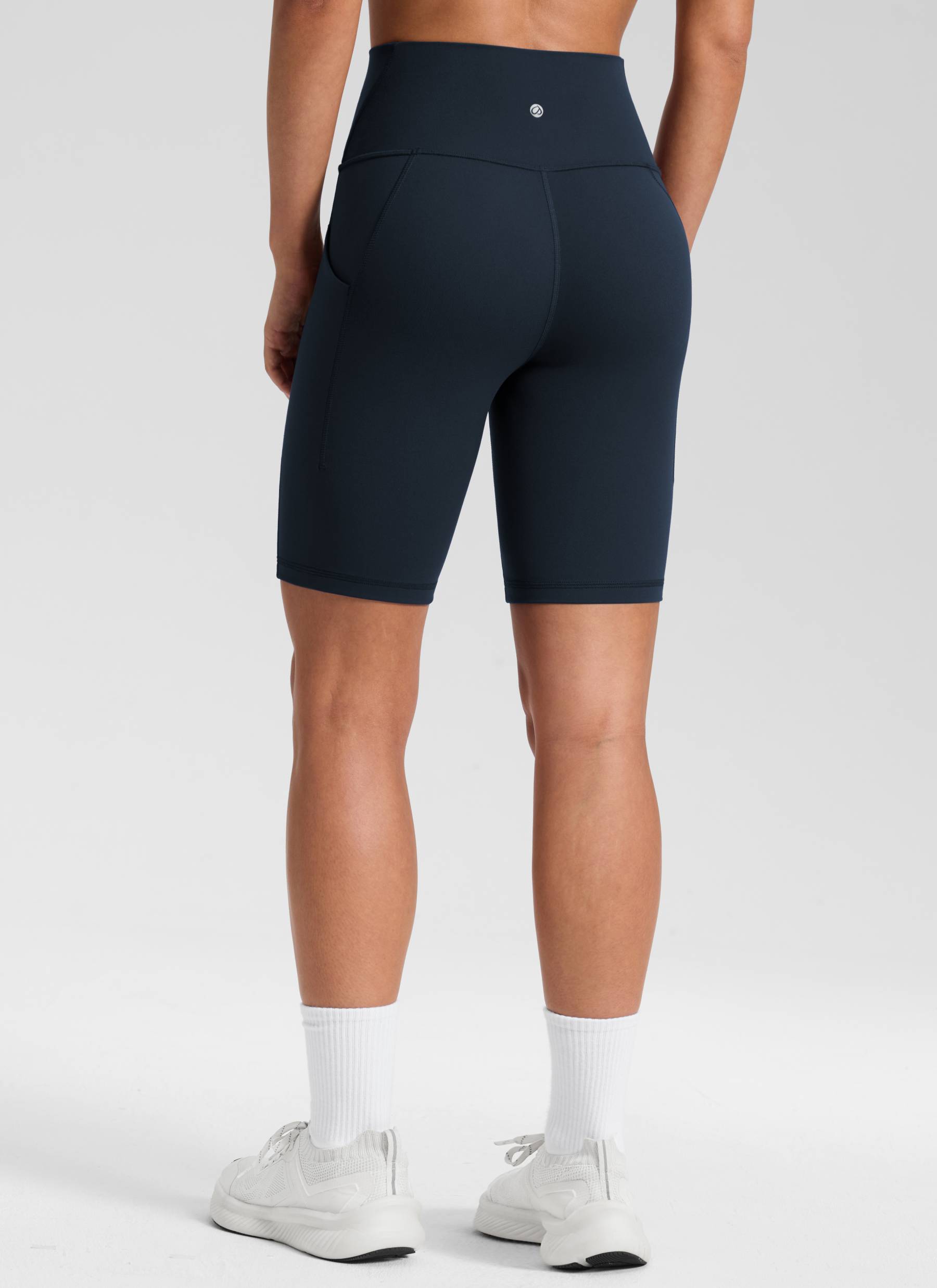 CRZ YOGA Damen Butterluxe High Waist Radlerhose mit Tasche - 20cm Echte Marine