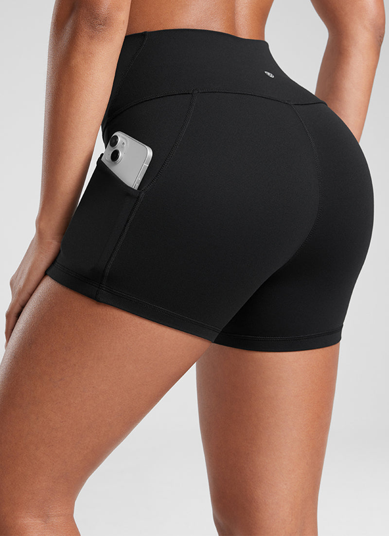 CRZ YOGA Damen Butterluxe Sport Radlerhose Shorts mit Tasche -8cm Schwarz