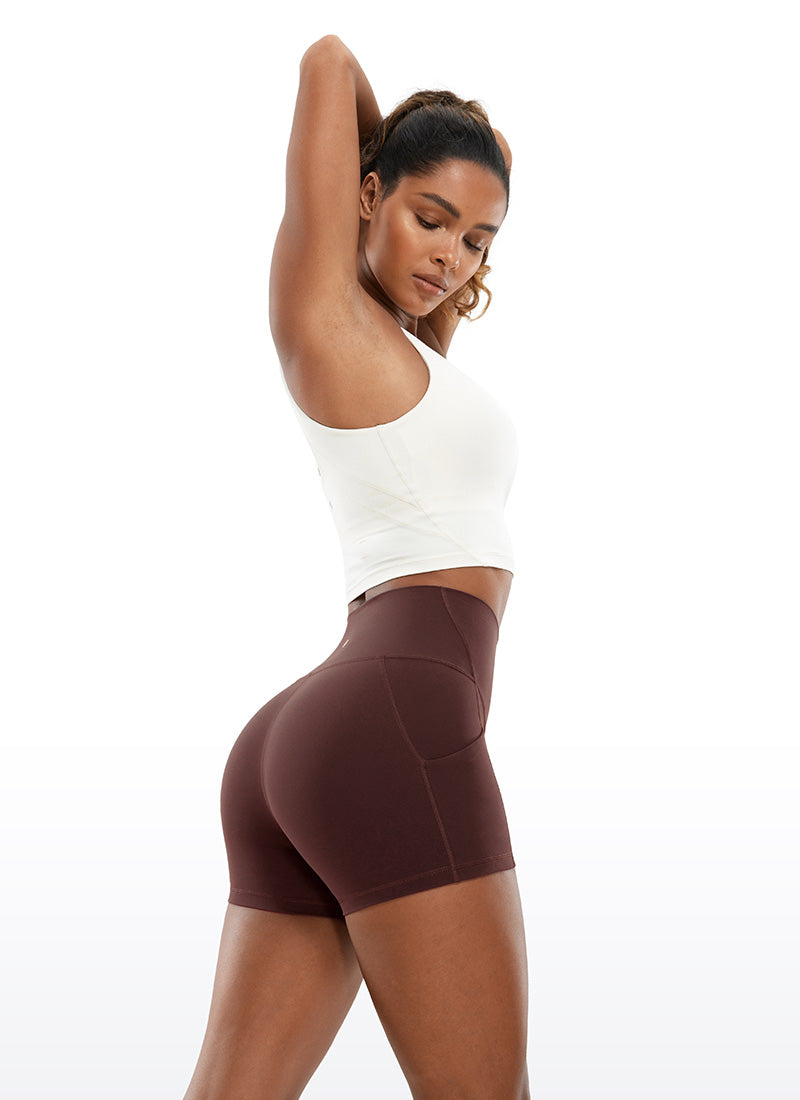 CRZ YOGA Damen Butterluxe Sport Radlerhose Shorts mit Tasche -8cm Taupe