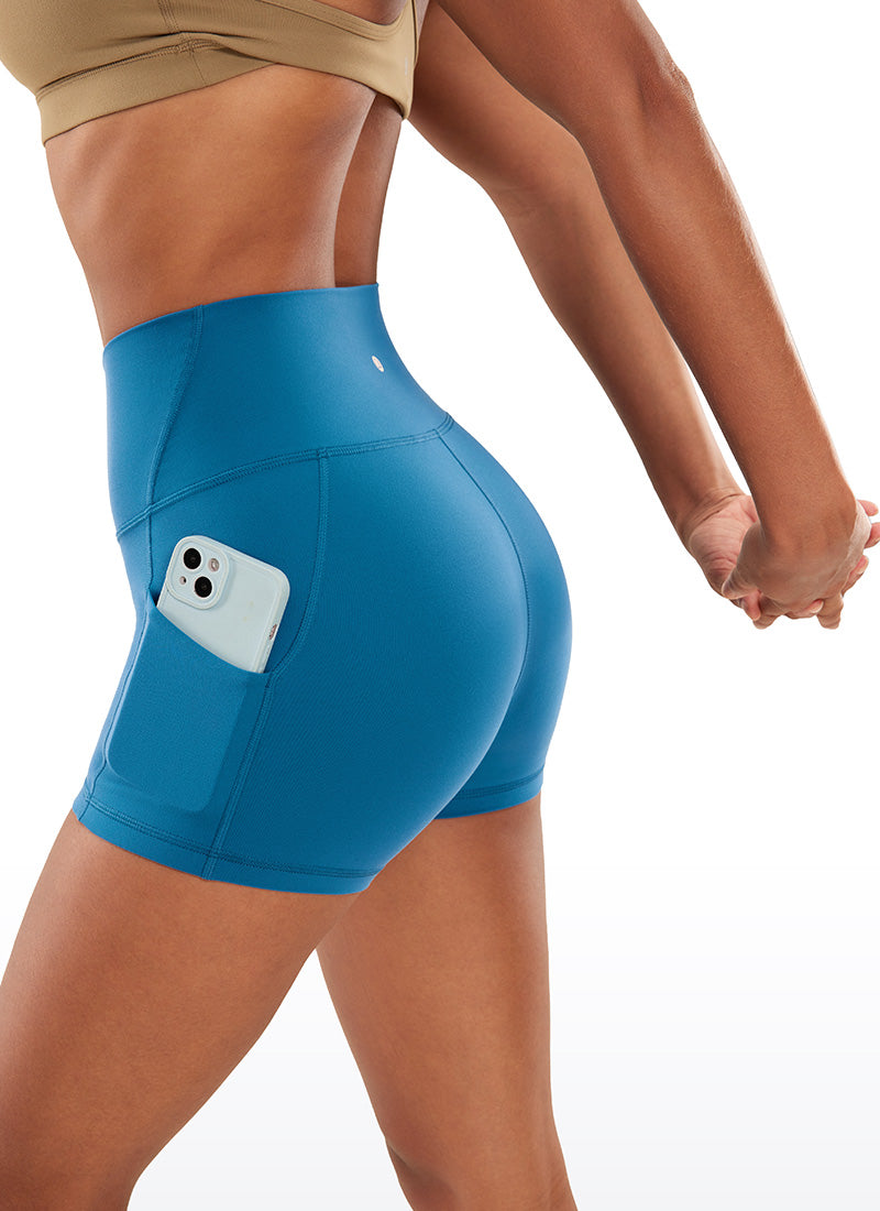 CRZ YOGA Damen Butterluxe Sport Radlerhose Shorts mit Tasche -8cm Superschallblau
