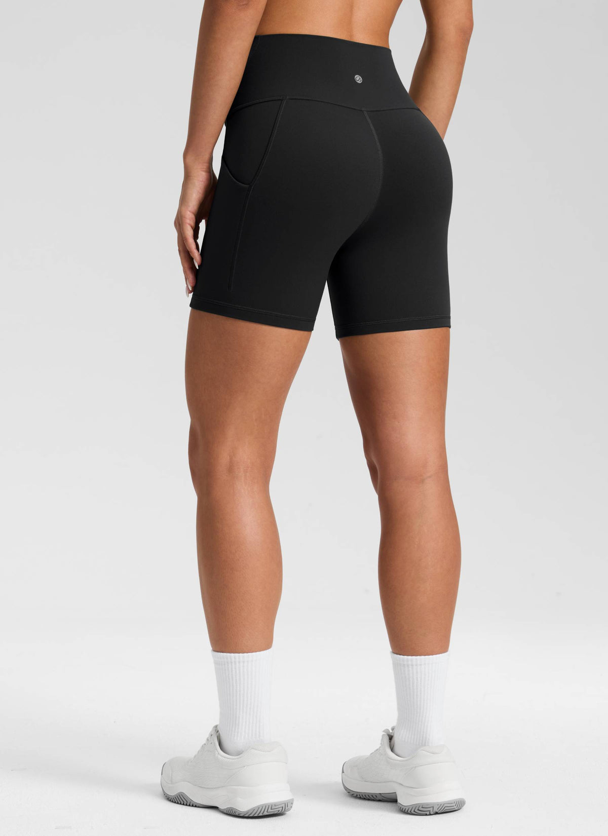 CRZ YOGA Damen Butterluxe Sport Radlerhose Shorts mit Tasche -13cm Schwarz
