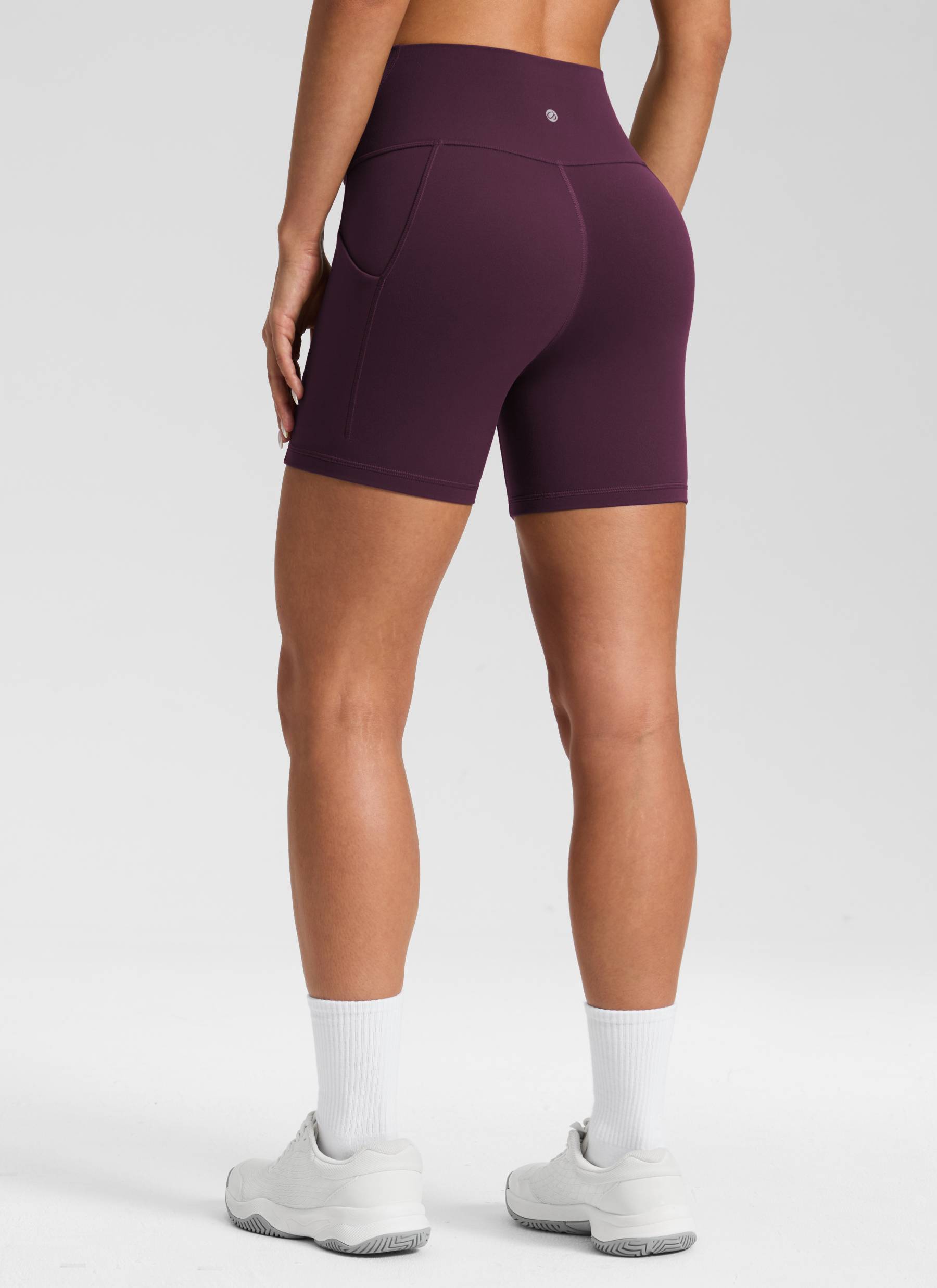CRZ YOGA Damen Butterluxe Sport Radlerhose Shorts mit Tasche -13cm Dunkellila