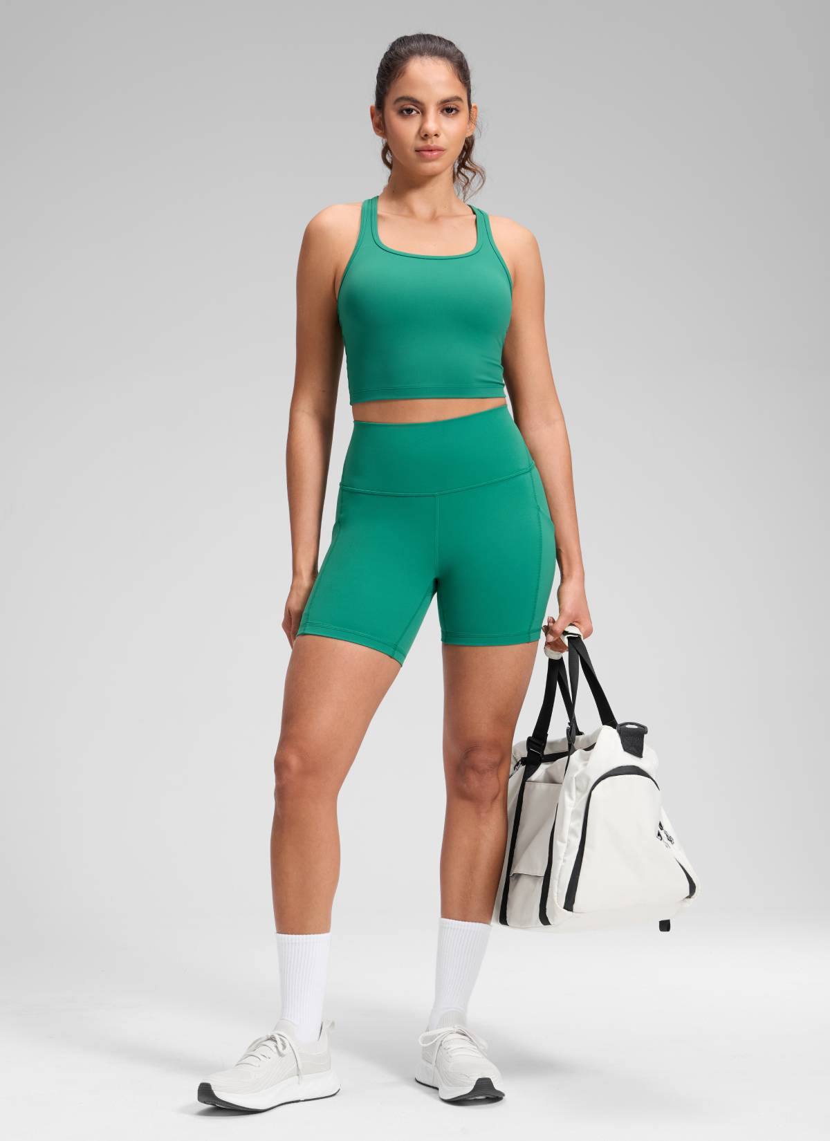 CRZ YOGA Damen Butterluxe Sport Radlerhose Shorts mit Tasche -13cm Cascadia Grün
