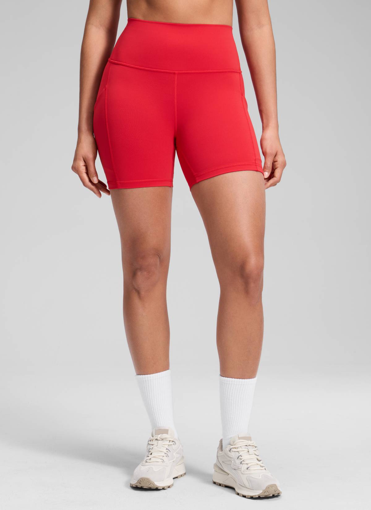 CRZ YOGA Damen Butterluxe Sport Radlerhose Shorts mit Tasche -13cm Aurora Rot