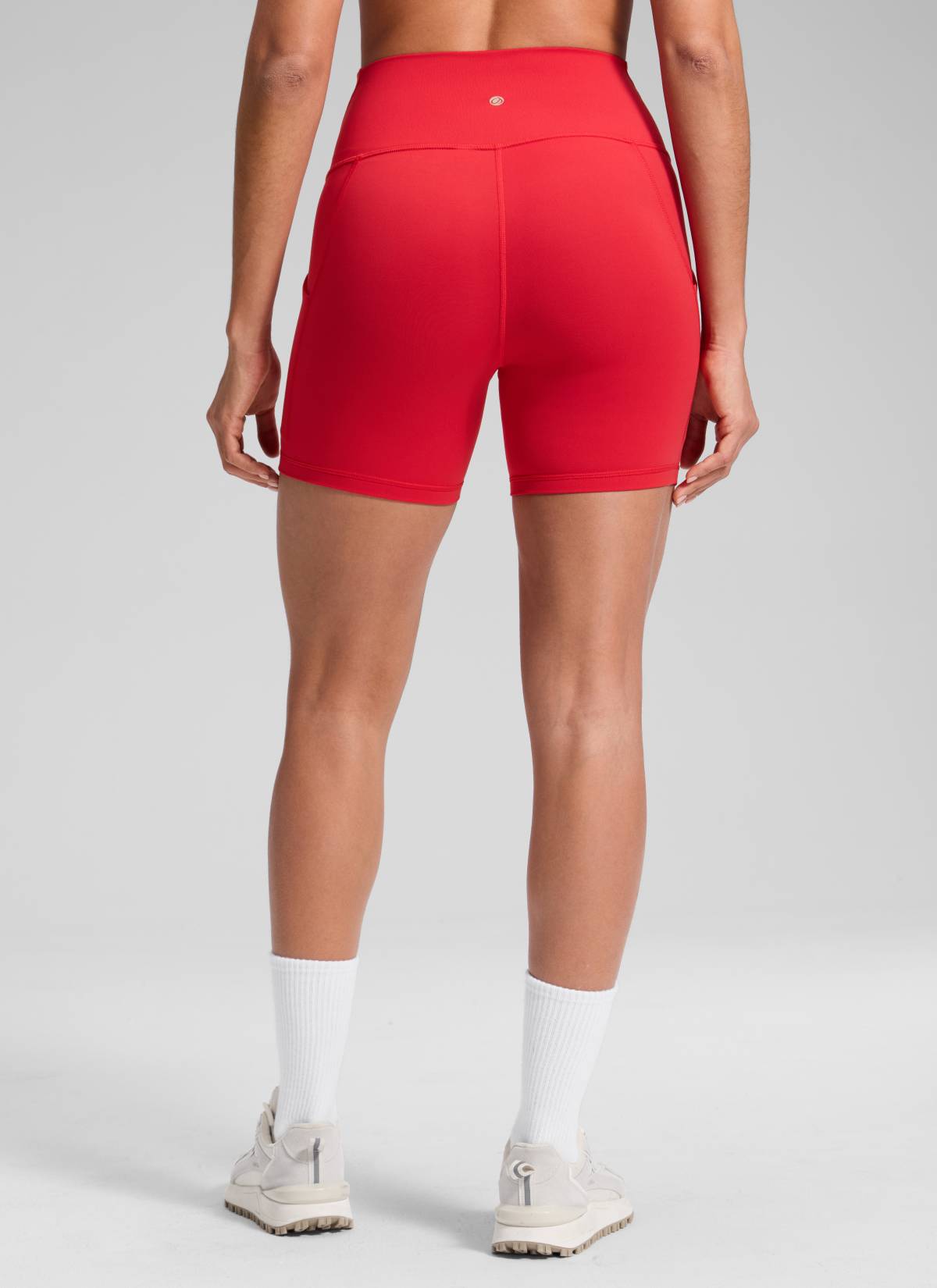 CRZ YOGA Damen Butterluxe Sport Radlerhose Shorts mit Tasche -13cm Aurora Rot