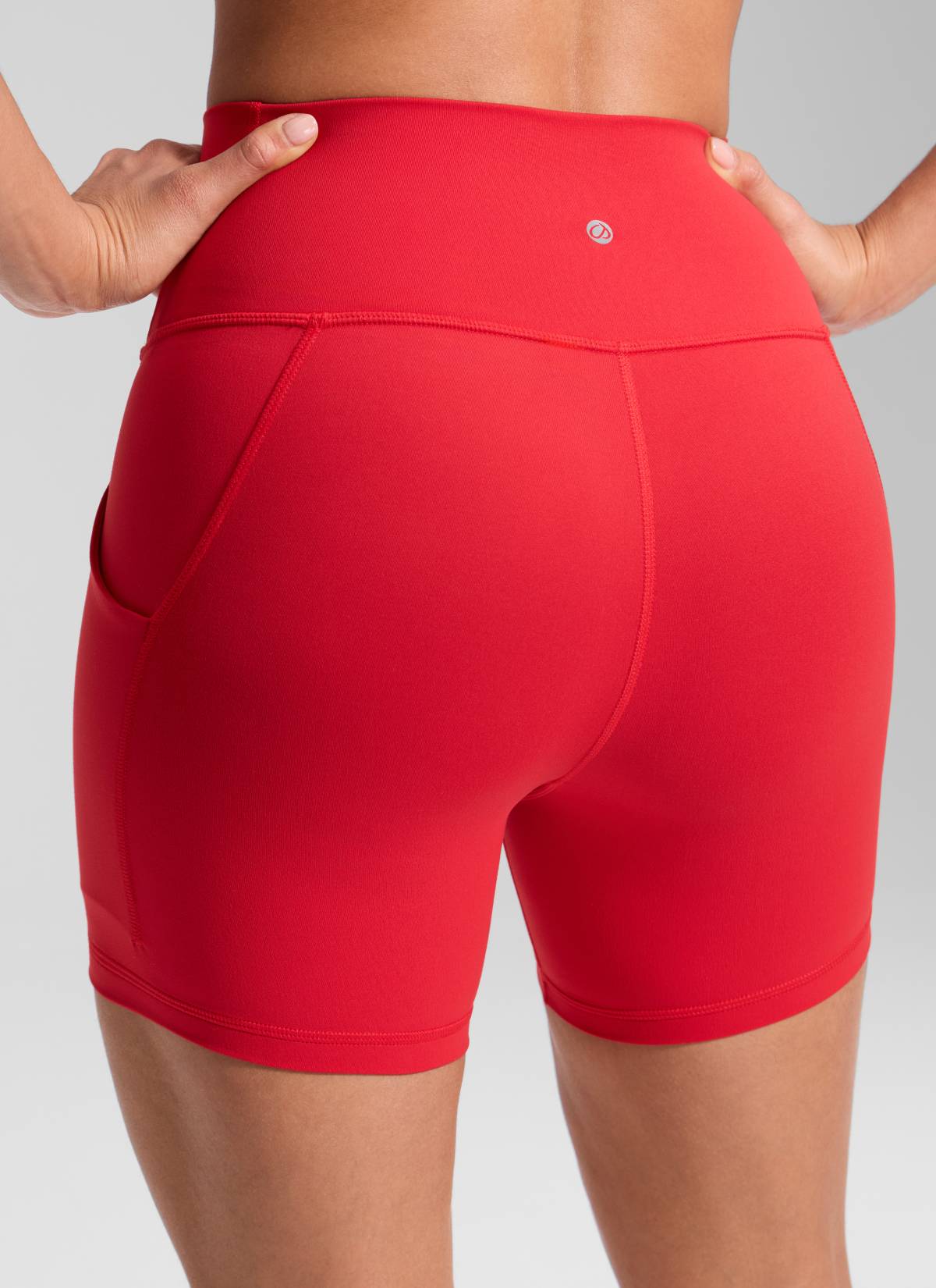 CRZ YOGA Damen Butterluxe Sport Radlerhose Shorts mit Tasche -13cm Aurora Rot