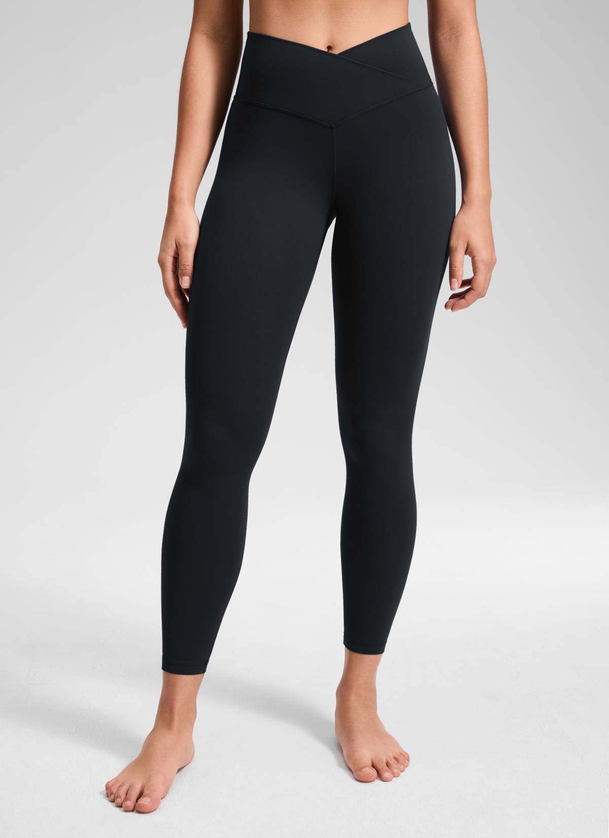 CRZ YOGA Damen Butterluxe V Cross High Waisted Leggings - 64 cm Schwarz