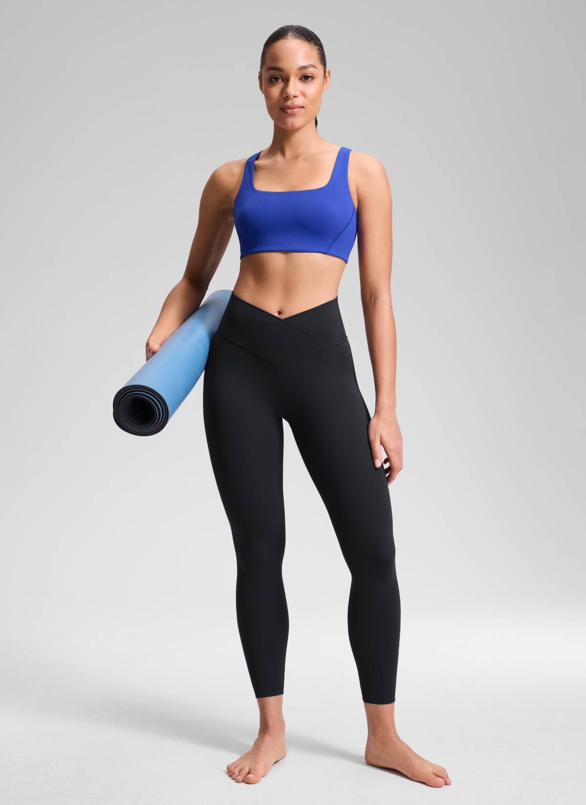 CRZ YOGA Damen Butterluxe V Cross High Waisted Leggings - 64 cm Schwarz