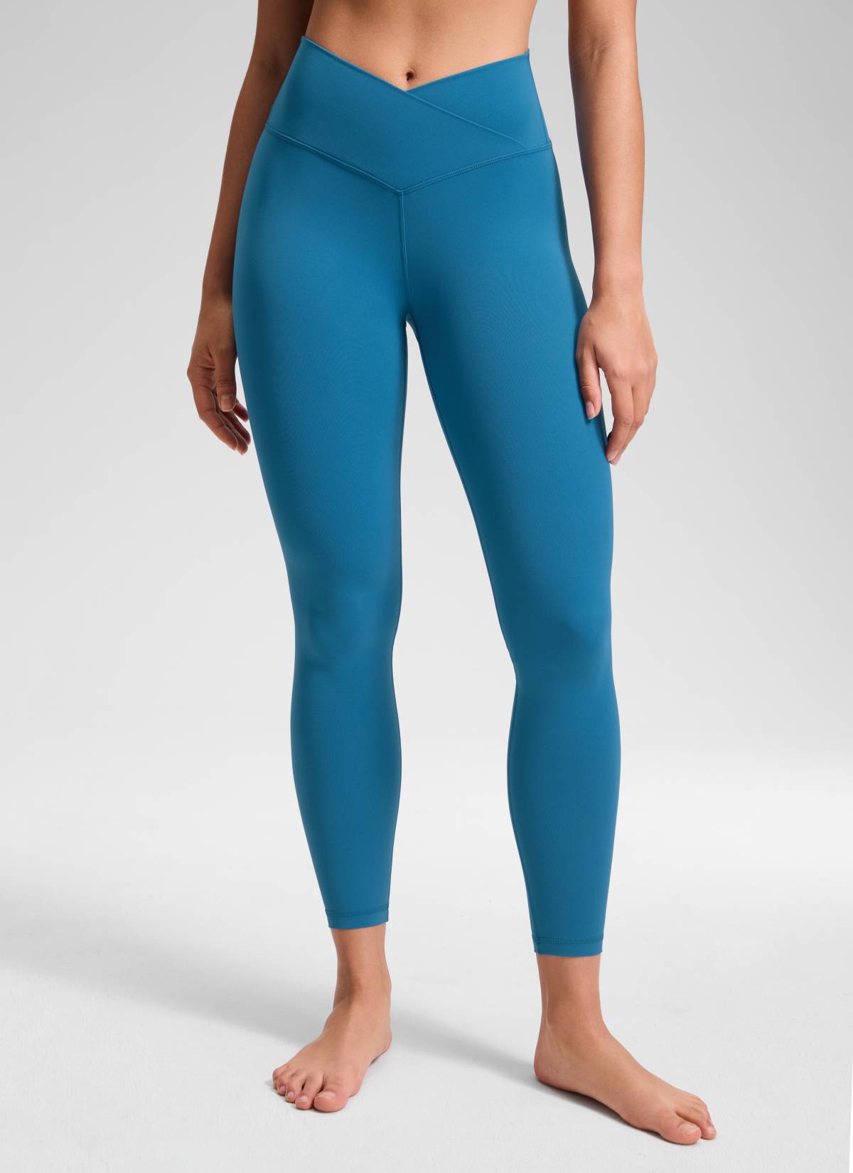CRZ YOGA Damen Butterluxe V Cross High Waisted Leggings - 64 cm Superschallblau