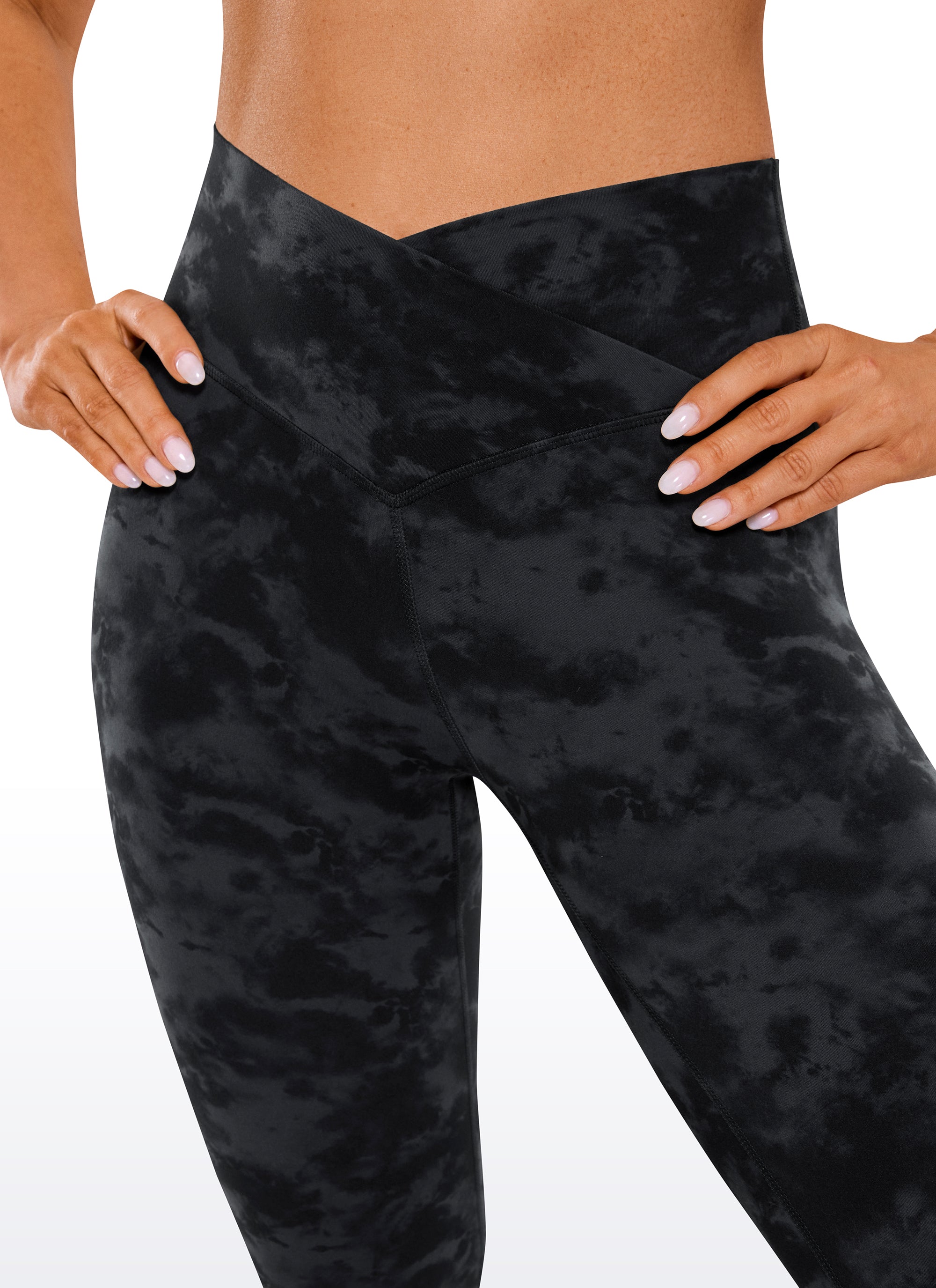 CRZ YOGA Damen Butterluxe V Cross High Waisted Leggings - 64 cm Der Rauchtintennebel
