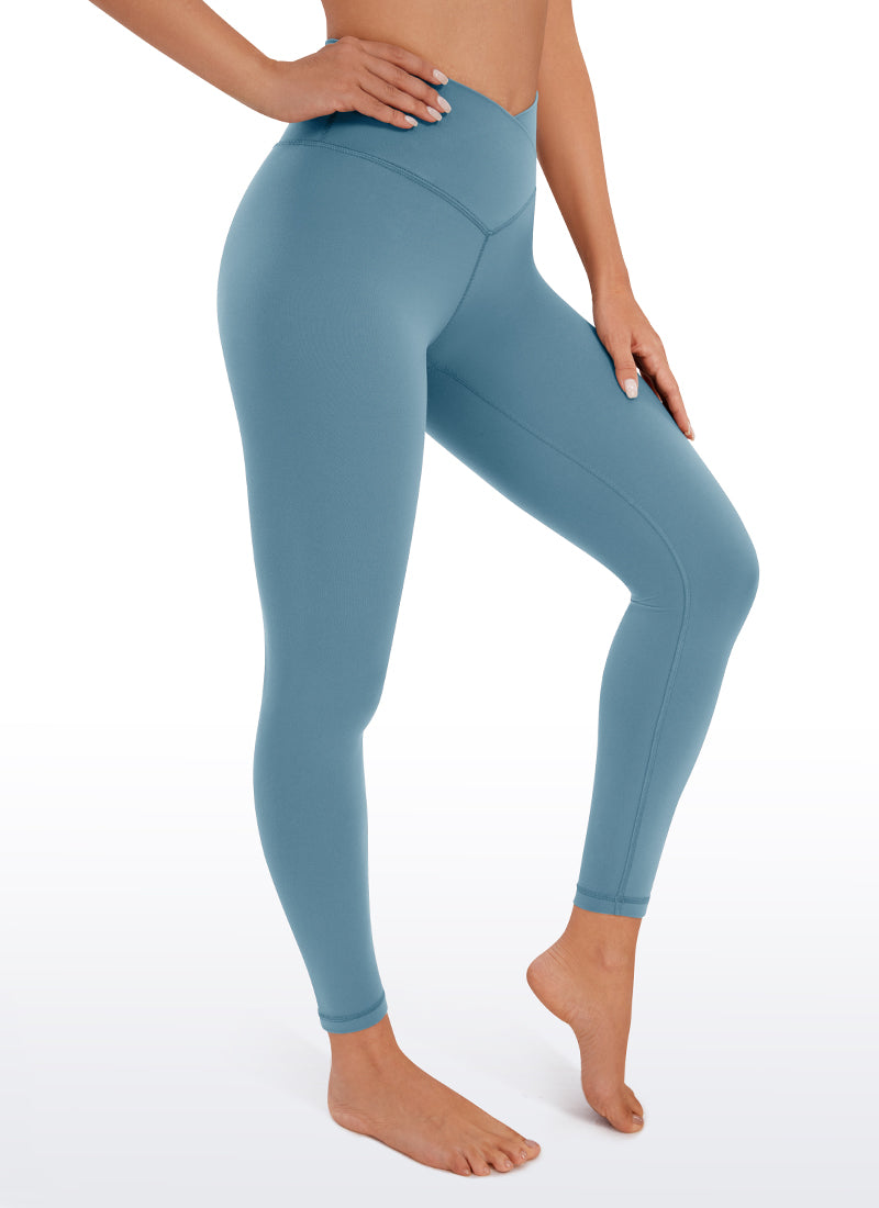 CRZ YOGA Damen Butterluxe V Cross High Waisted Leggings - 64 cm Blaue Asche