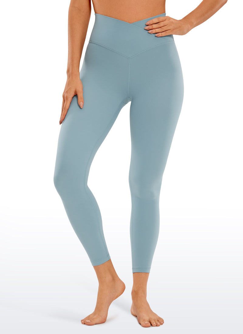 CRZ YOGA Damen Butterluxe V Cross High Waisted Leggings - 64 cm Hellgraublau