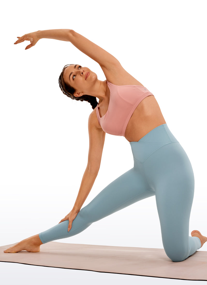 CRZ YOGA Damen Butterluxe V Cross High Waisted Leggings - 64 cm Hellgraublau