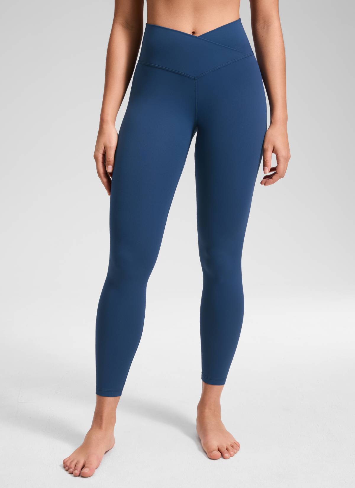 CRZ YOGA Damen Butterluxe V Cross High Waisted Leggings - 64 cm FRANZÖSISCHE MARINE
