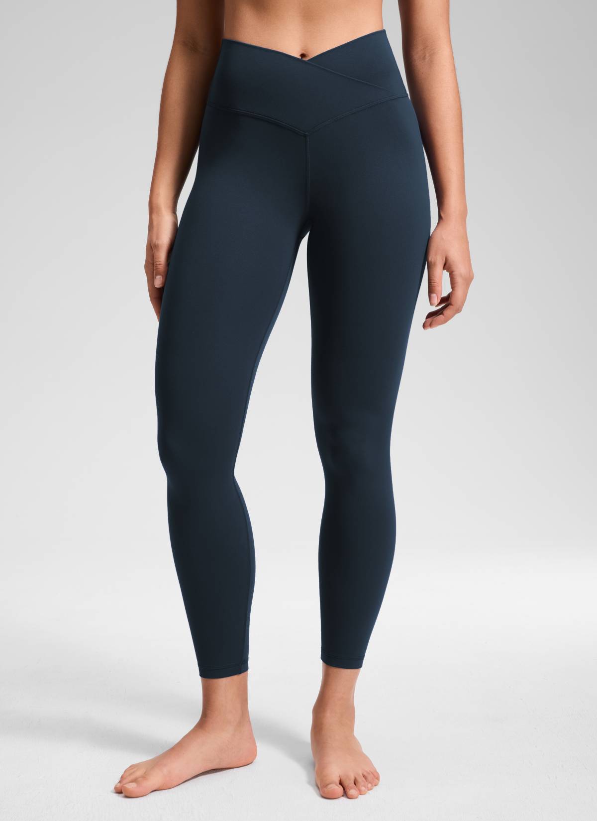 CRZ YOGA Damen Butterluxe V Cross High Waisted Leggings - 64 cm Echte Marine