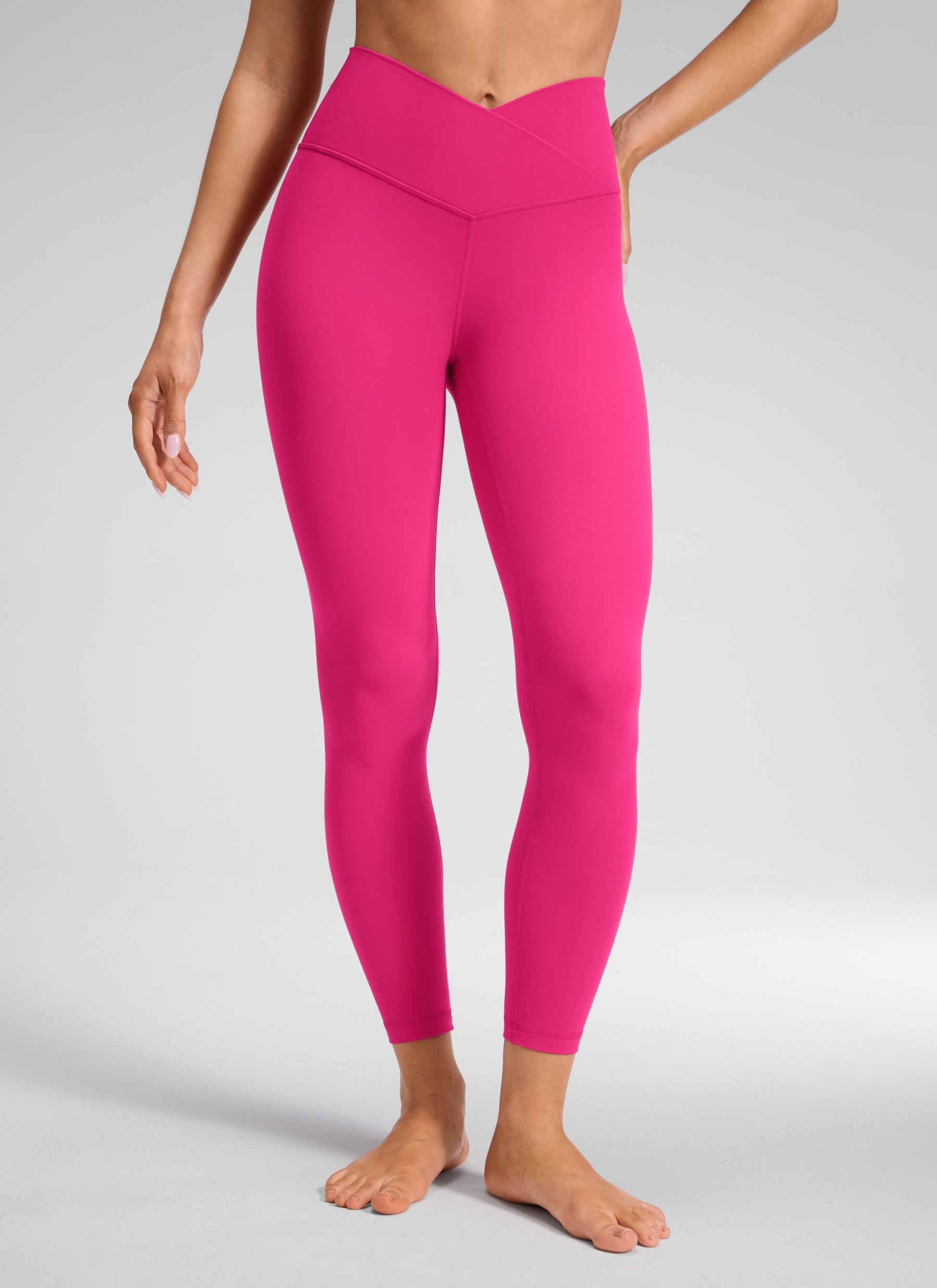 CRZ YOGA Damen Butterluxe V Cross High Waisted Leggings - 64 cm Granita Pink