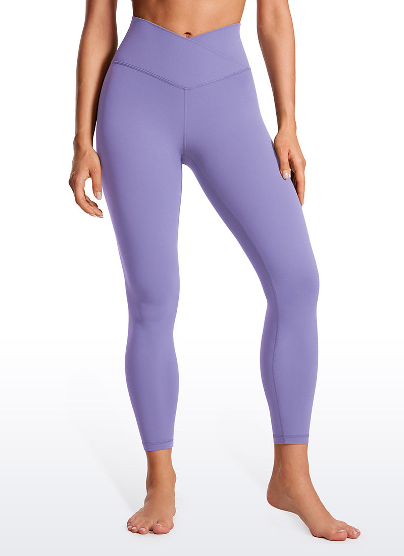 CRZ YOGA Damen Butterluxe V Cross High Waisted Leggings - 64 cm Dunkles Lavendelviolett