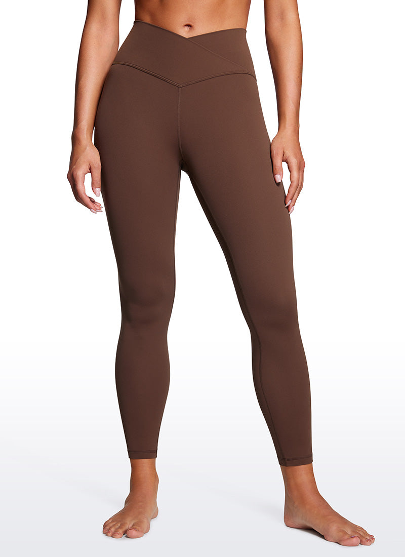 CRZ YOGA Damen Butterluxe V Cross High Waisted Leggings - 64 cm Kaffeebraun