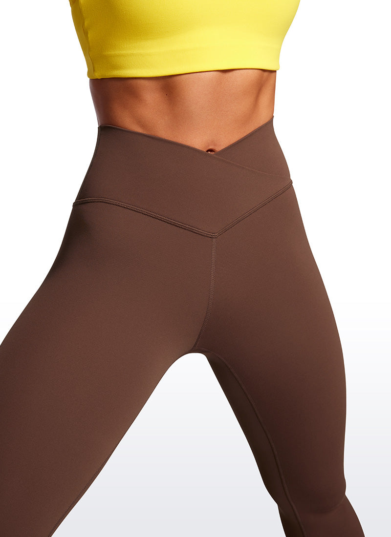 CRZ YOGA Damen Butterluxe V Cross High Waisted Leggings - 64 cm Kaffeebraun