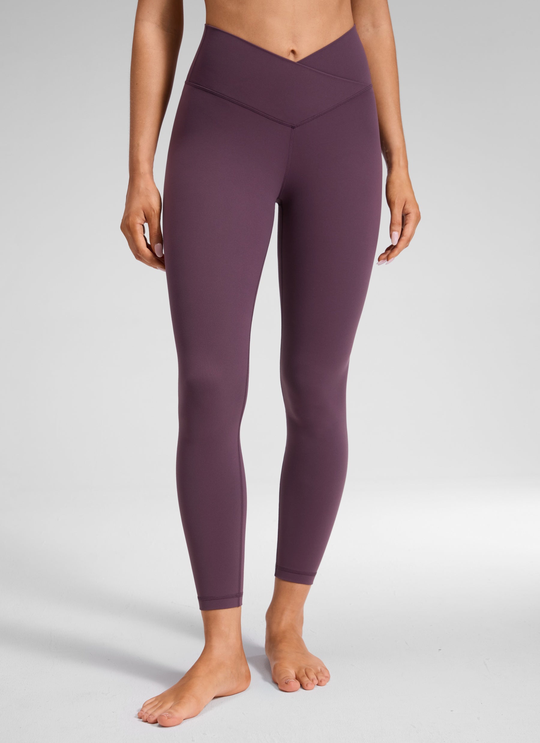CRZ YOGA Damen Butterluxe V Cross High Waisted Leggings - 64 cm Traubendistel Violett