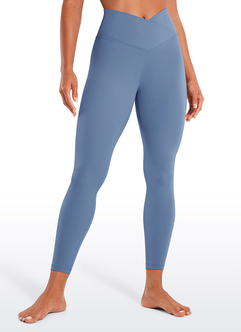 CRZ YOGA Damen Butterluxe V Cross High Waisted Leggings - 64 cm Oase Blau