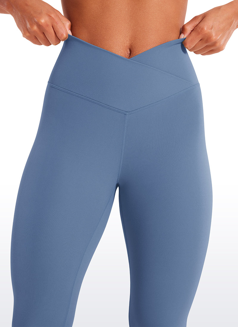 CRZ YOGA Damen Butterluxe V Cross High Waisted Leggings - 64 cm Oase Blau
