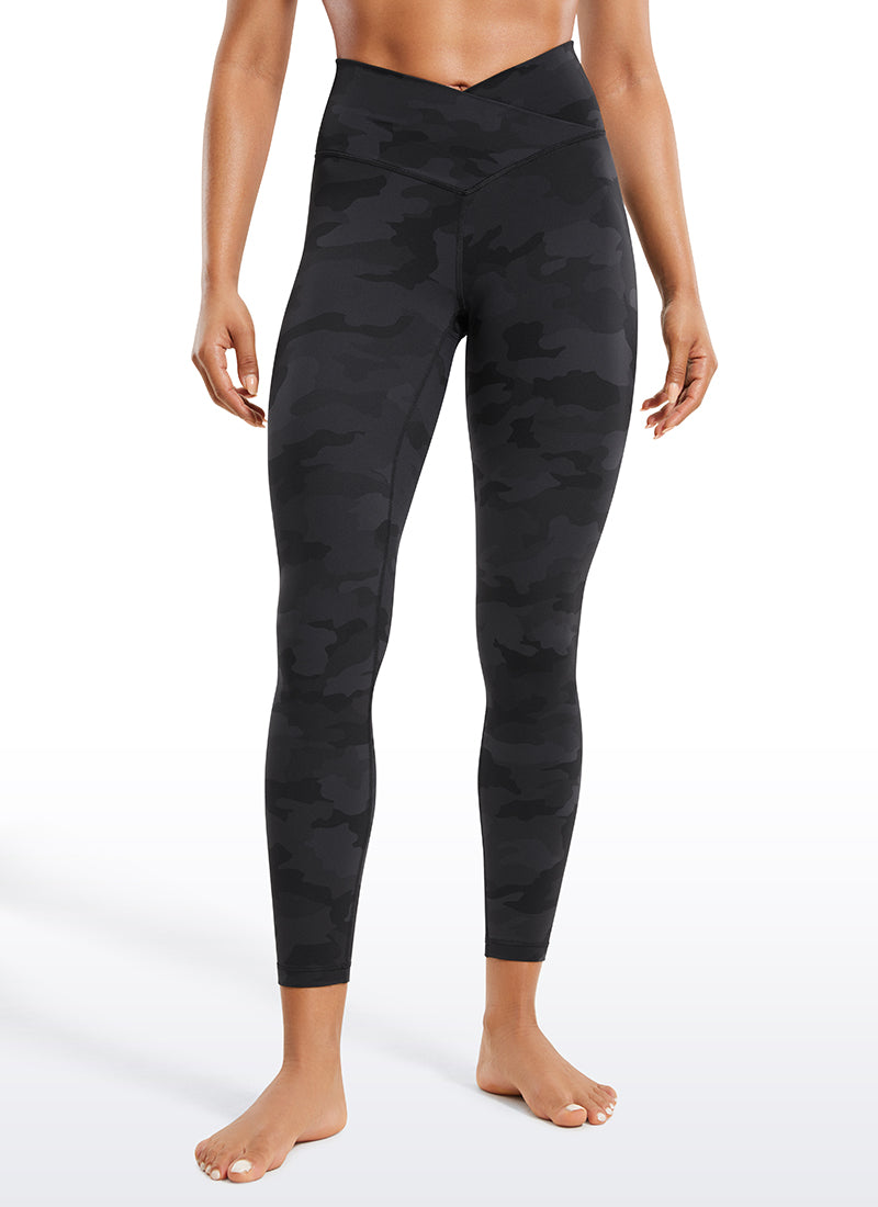 CRZ YOGA Damen Butterluxe V Cross High Waisted Leggings - 64 cm Dunkelgraue Tarnung 2