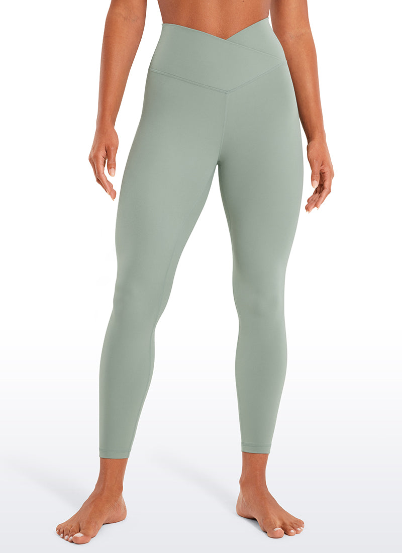 CRZ YOGA Damen Butterluxe V Cross High Waisted Leggings - 64 cm Grüner Palmenhof
