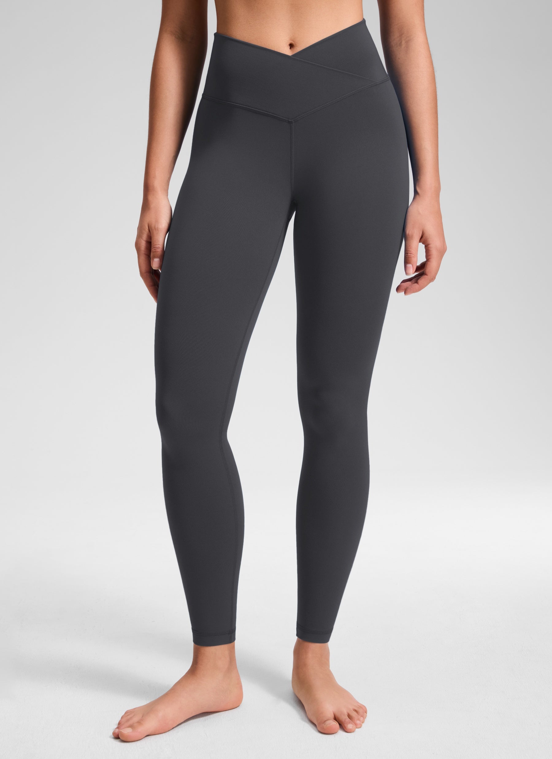 CRZ YOGA Damen Butterluxe V Cross High Waisted Leggings - 71 cm Mysteriöses Grau
