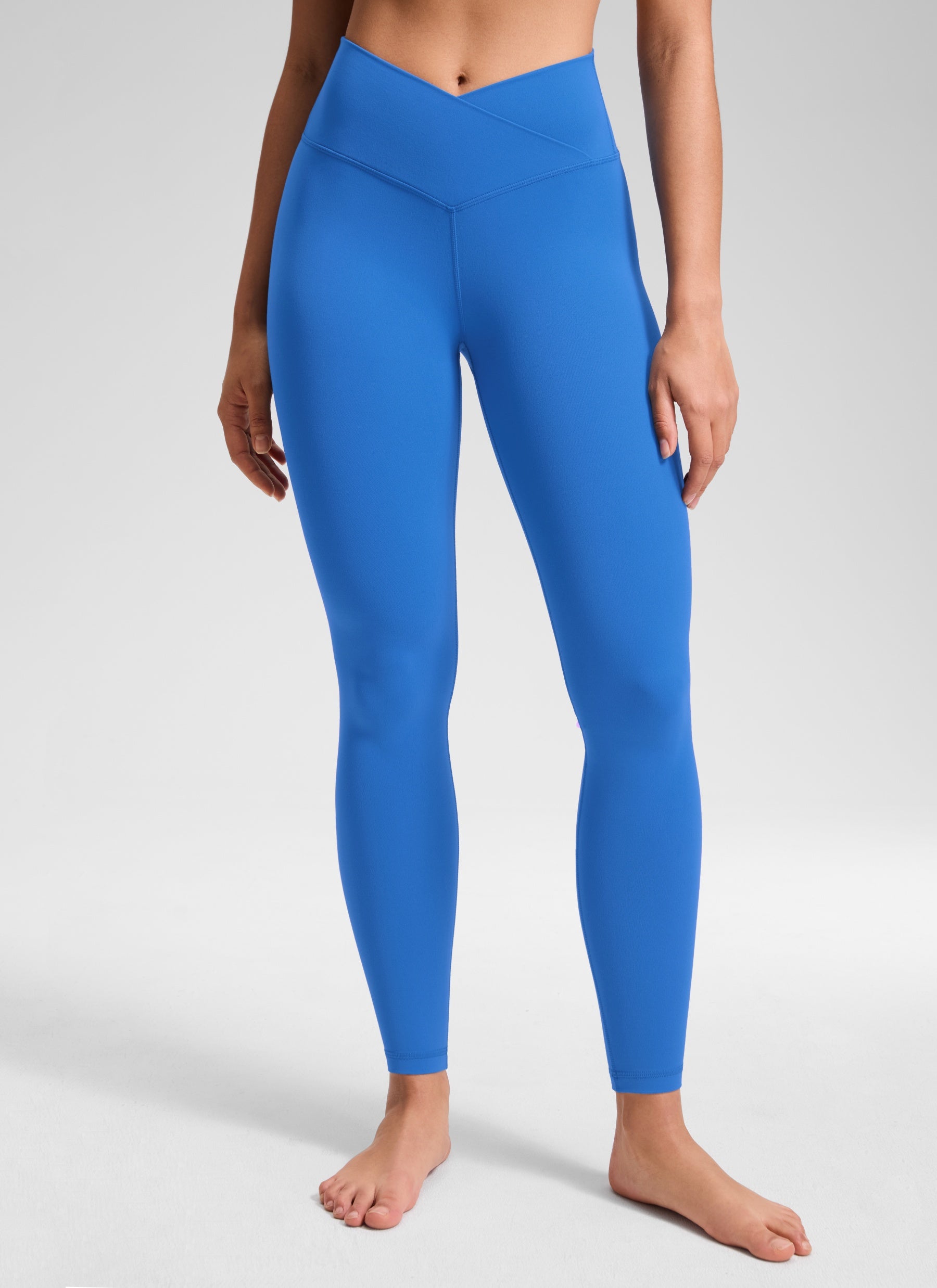 CRZ YOGA Damen Butterluxe V Cross High Waisted Leggings - 71 cm Funkelndes Blau